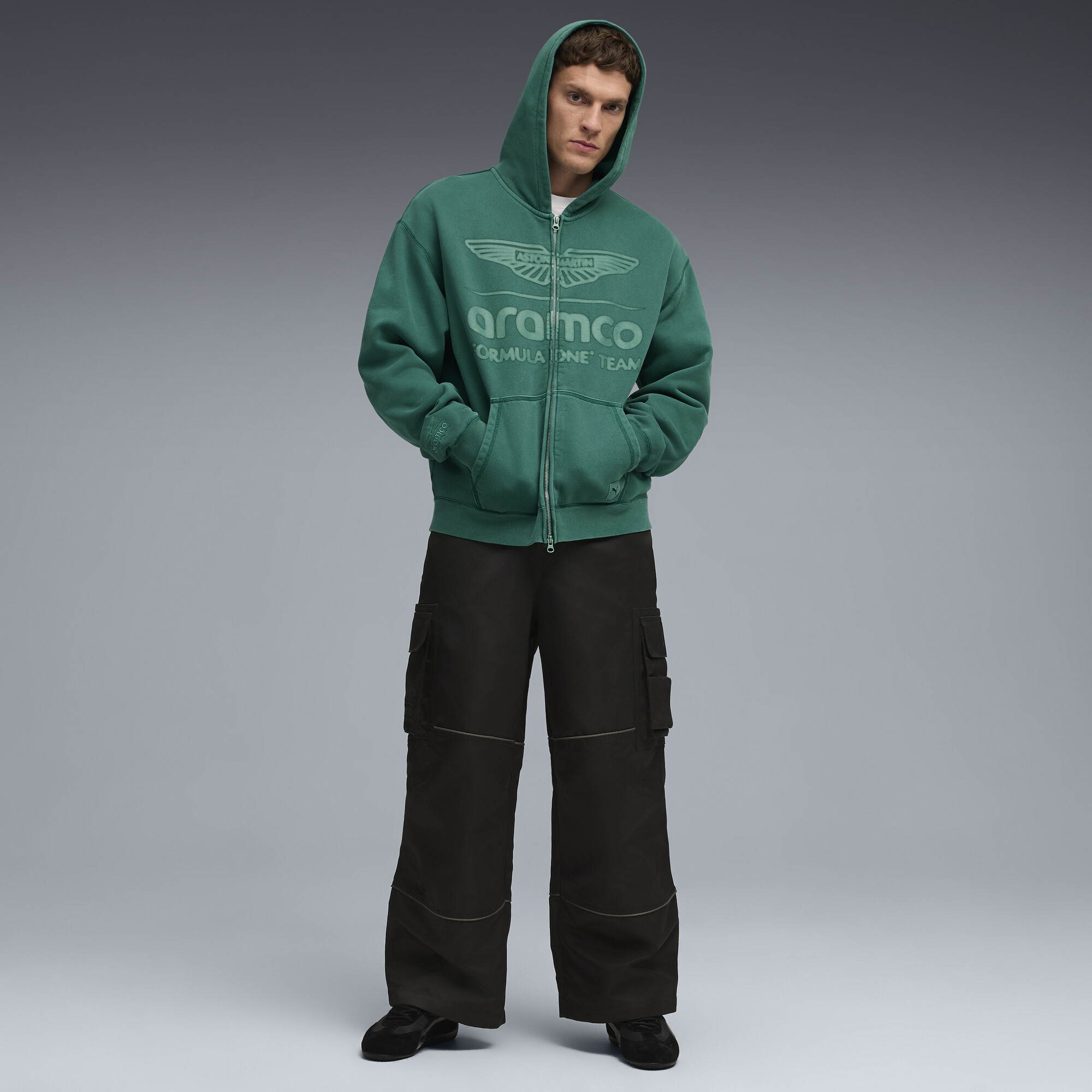 PUMA x ASTON MARTIN ARAMCO F1Â® TEAM hoodie met volledige rits voor Heren, Groen, Maat S thumbnail 4
