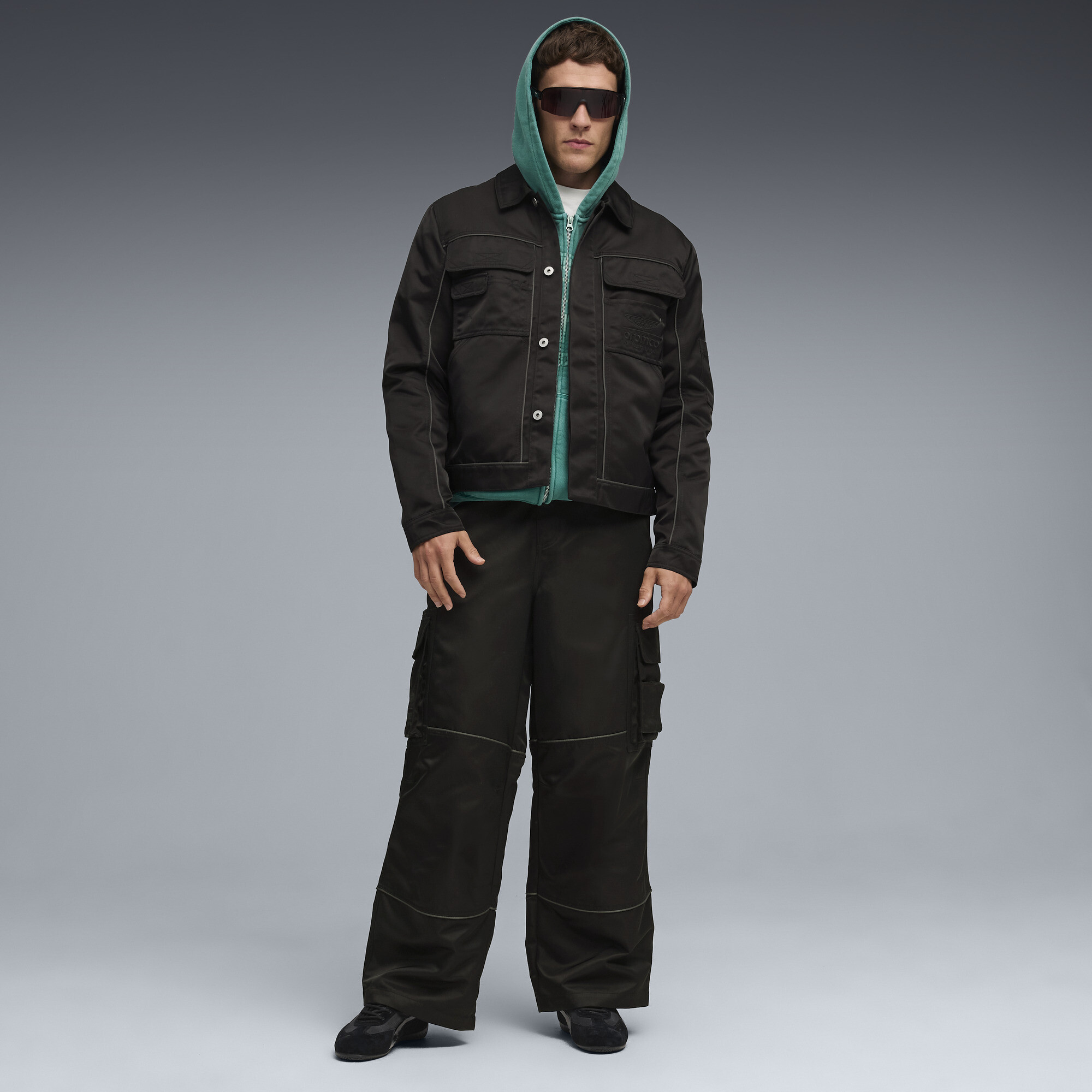 PUMA x ASTON MARTIN ARAMCO F1Â® TEAM jack met volledige rits voor Heren, Zwart, Maat XS thumbnail 4