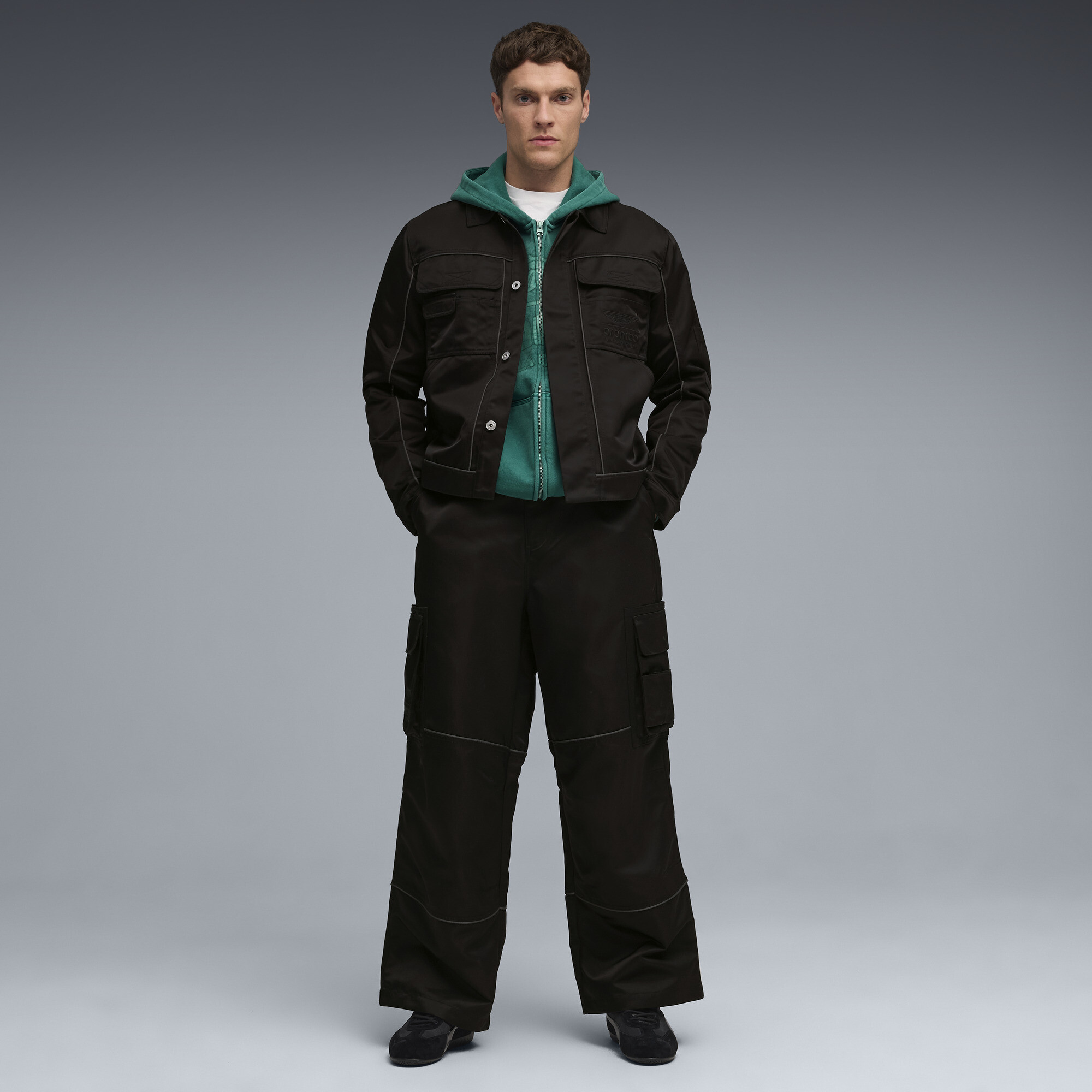 PUMA x ASTON MARTIN ARAMCO F1Â® TEAM broek met volledige rits voor Heren, Zwart, Maat 38 thumbnail 2
