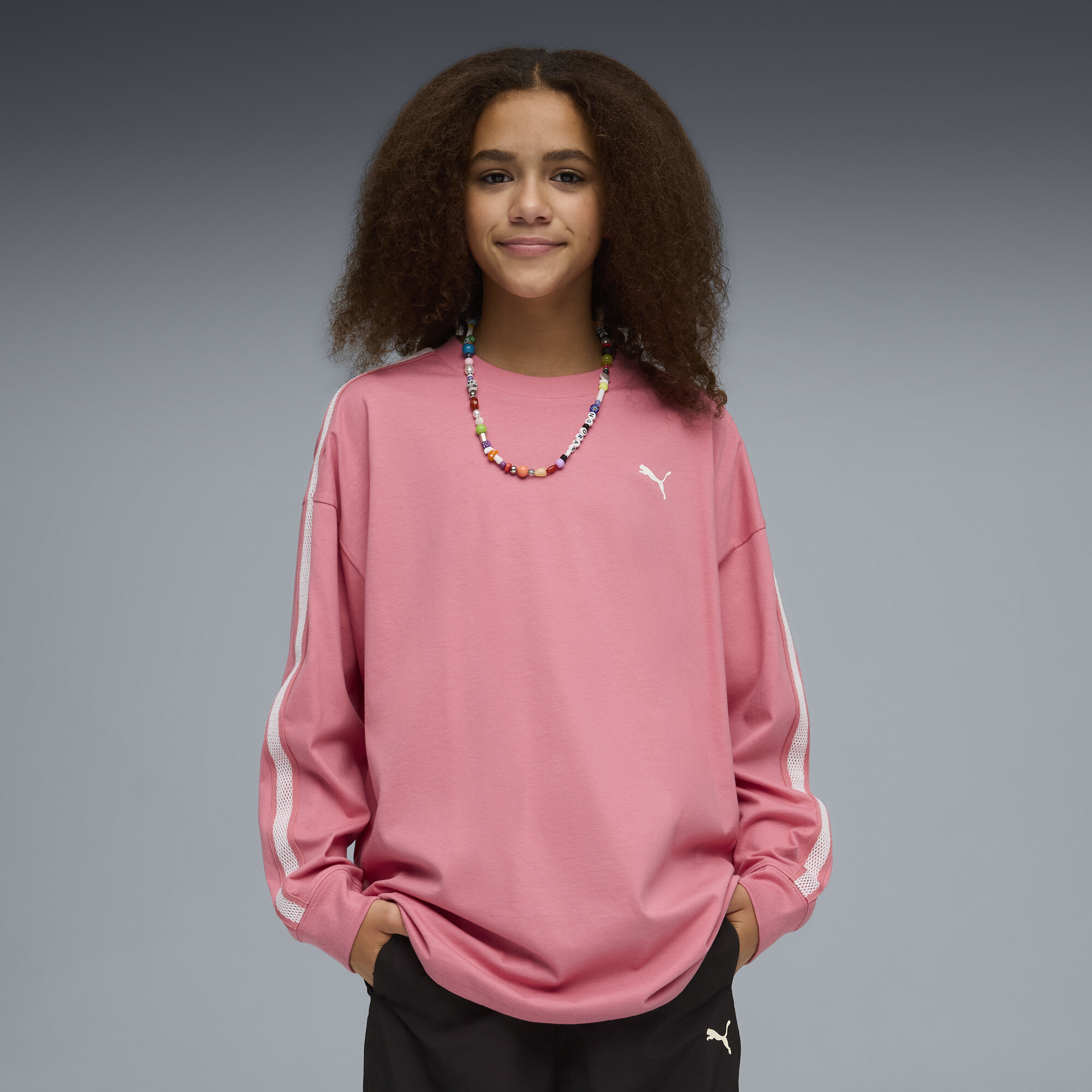 PUMA Luminous Cloud Big Kids' Oversized T-Shirt in Pink, Size L