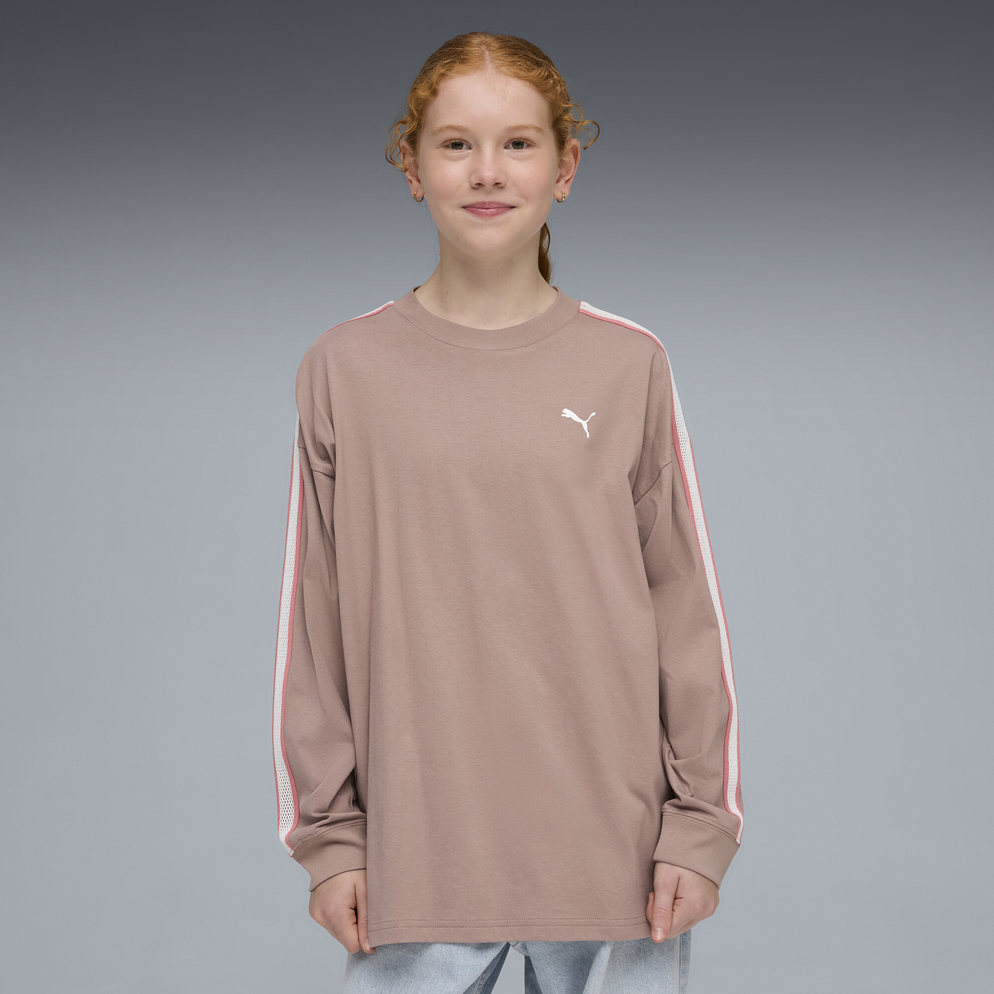 PUMA Luminous Cloud Big Kids' Oversized T-Shirt in Beige, Size S