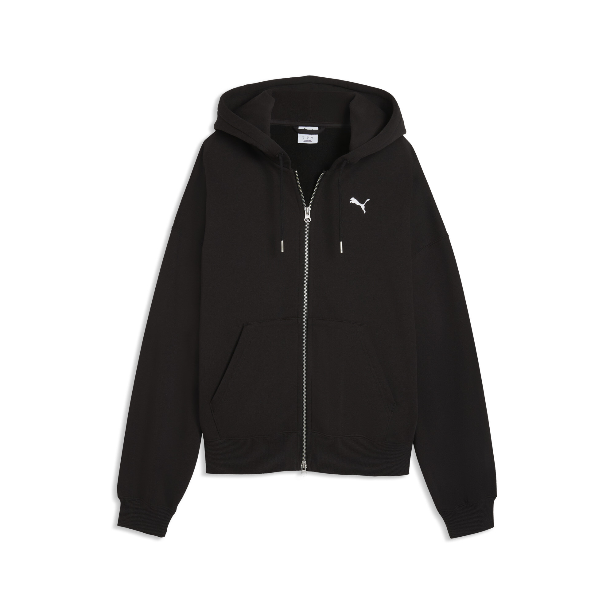 PUMA Essentials Oversized hoodie van fleece met rits voor Dames, Zwart, Maat L thumbnail 3