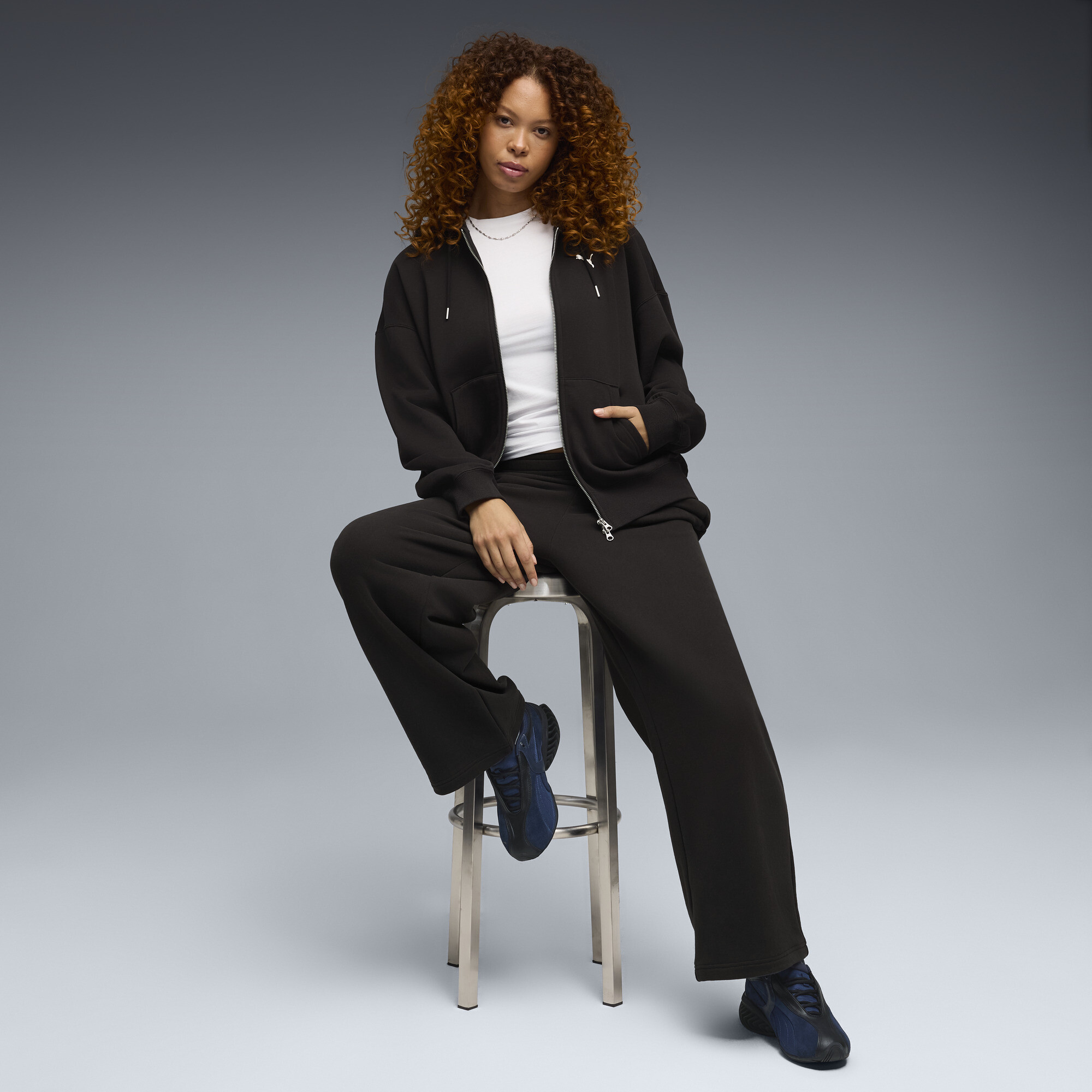 PUMA Essentials Oversized hoodie van fleece met rits voor Dames, Zwart, Maat L thumbnail 6