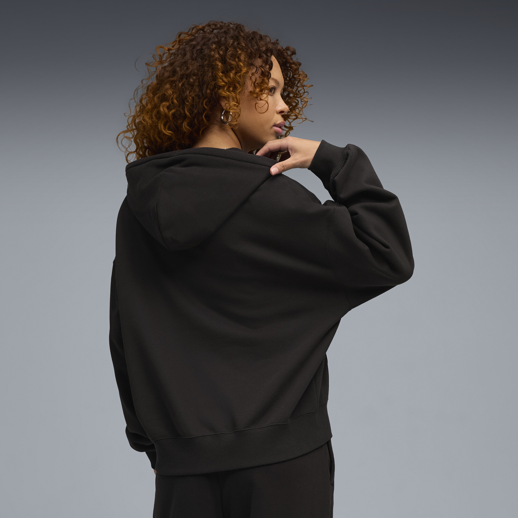 PUMA Essentials Oversized hoodie van fleece met rits voor Dames, Zwart, Maat L thumbnail 5