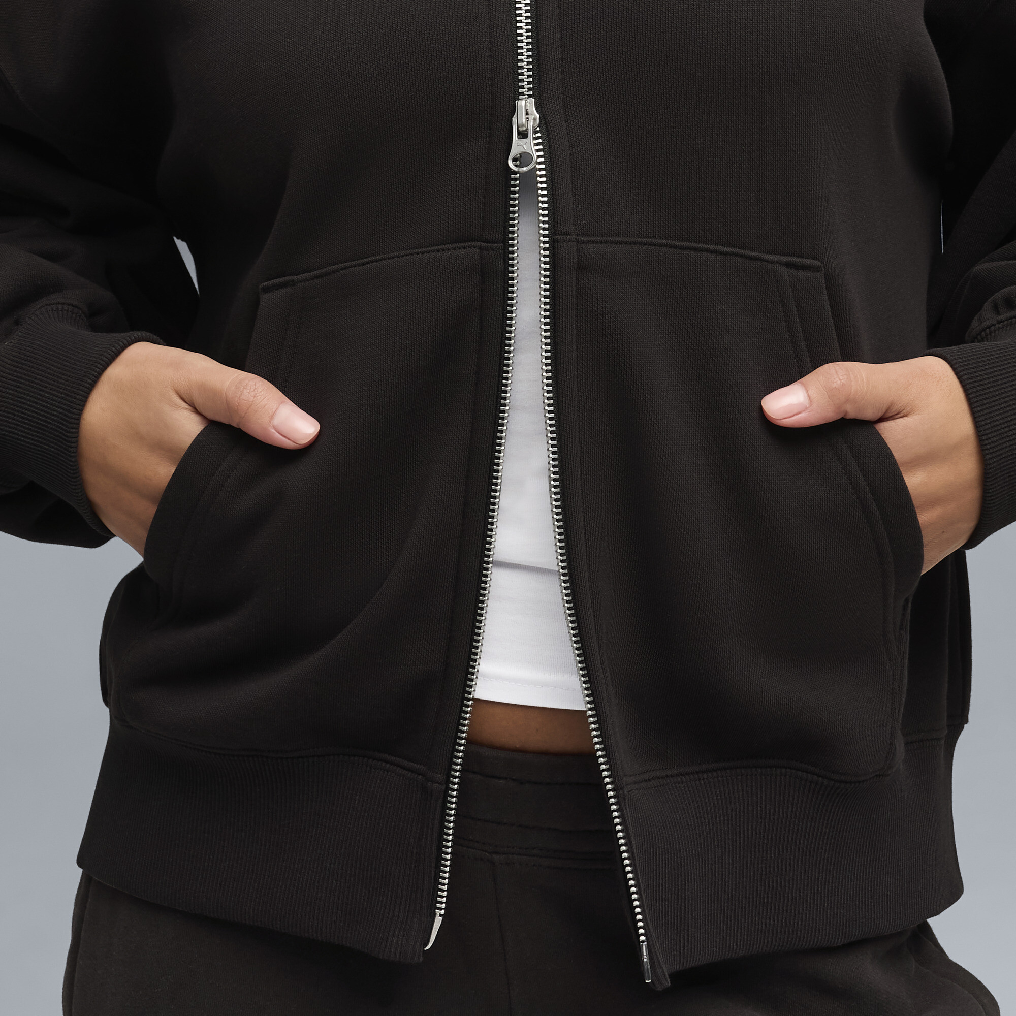 PUMA Essentials Oversized hoodie van fleece met rits voor Dames, Zwart, Maat L thumbnail 4