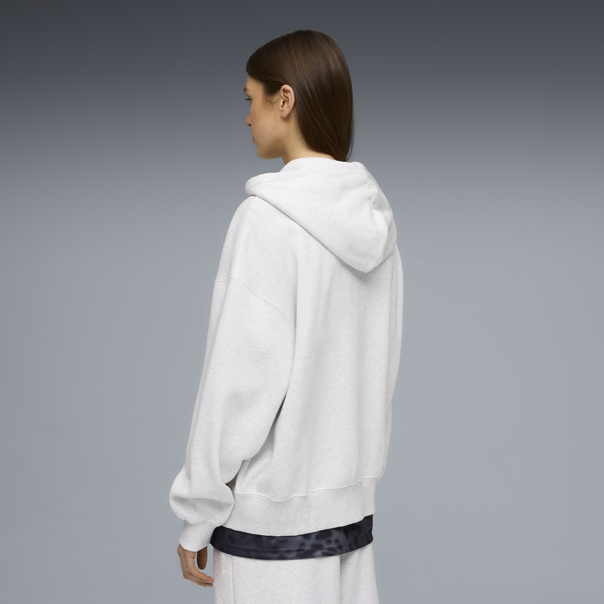 PUMA Essentials Oversized hoodie van fleece met rits voor Dames, Wit, Maat XL thumbnail 5