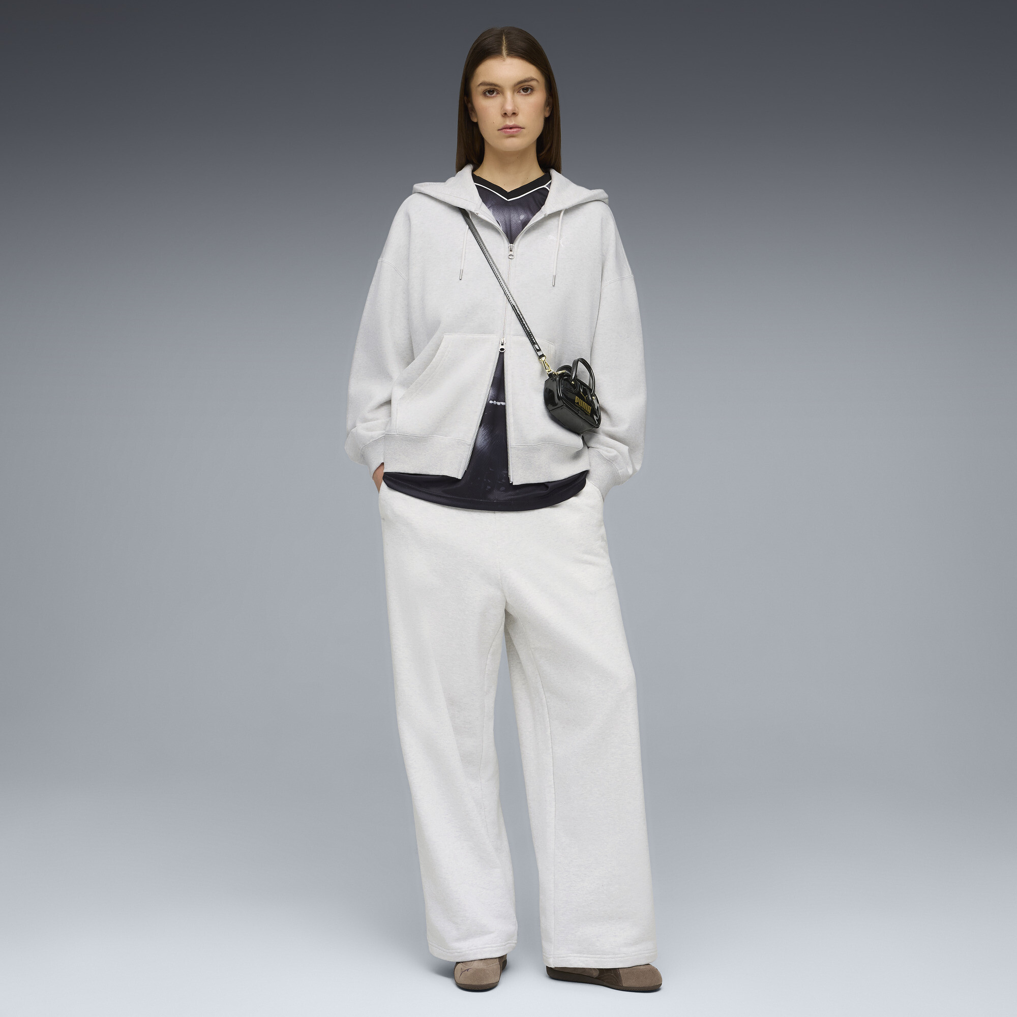 PUMA Essentials Oversized hoodie van fleece met rits voor Dames, Wit, Maat XL thumbnail 4