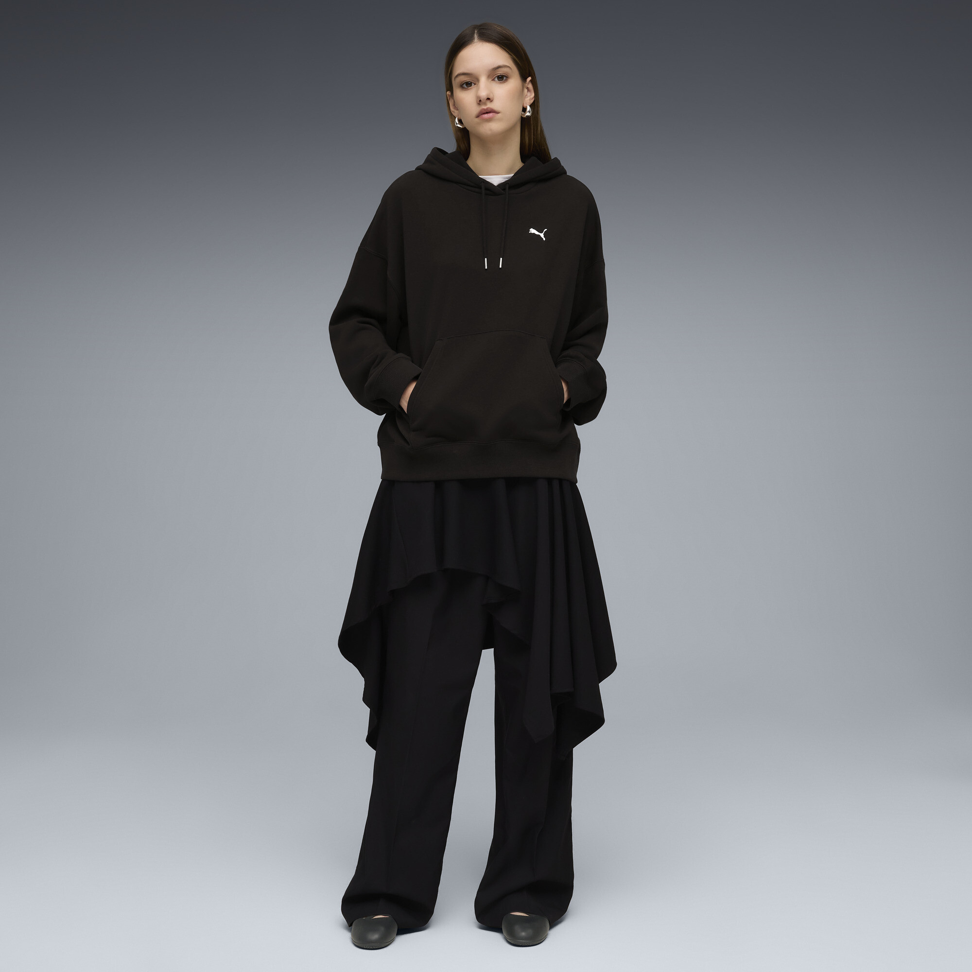 PUMA Wardrobe Essentials oversized hoodie voor Dames, Zwart, Maat XL thumbnail 4