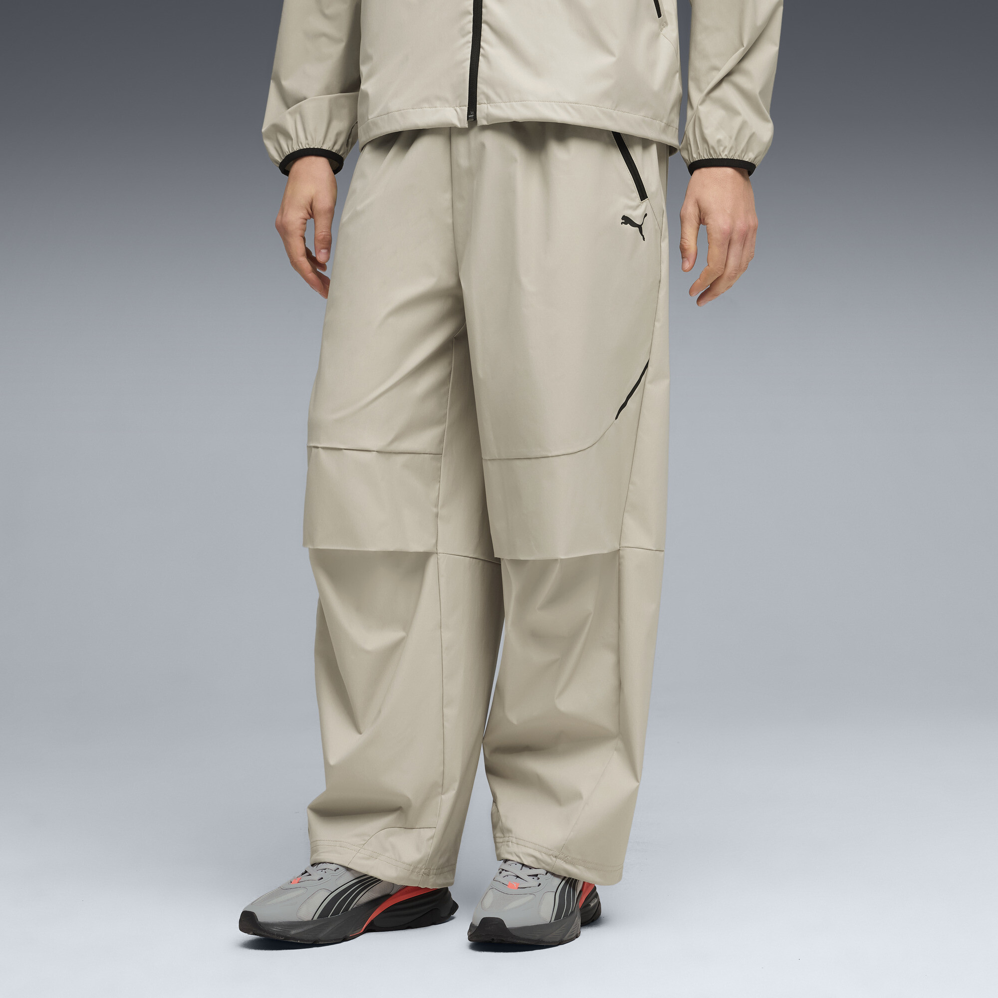 PUMATECH Men's Oversized Track Pants in Beige, Size M