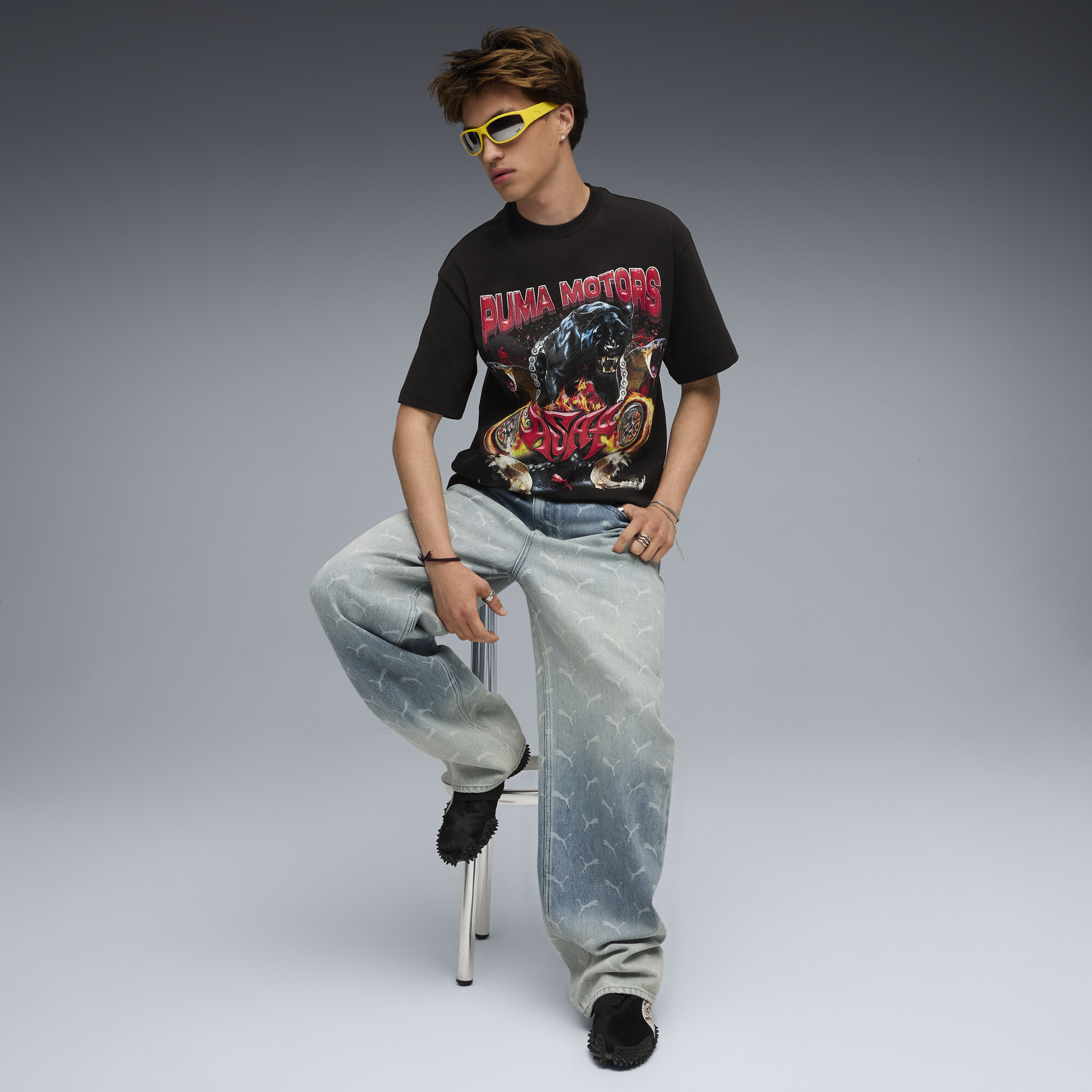 A$AP ROCKY x PUMA Motors T-shirt voor Heren, Zwart, Maat L thumbnail 6