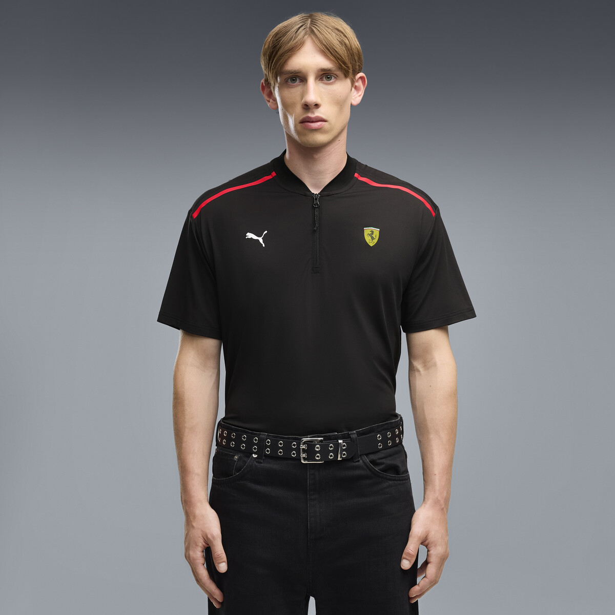 Scuderia Ferrari Premium CLOUDSPUN Relaxed Polo Men in Black by PUMA, XS