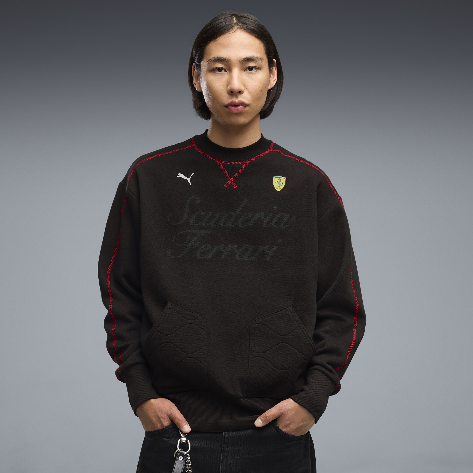PUMA Scuderia Ferrari Men's T7 Premium Crew Sweatshirt in Black, Size S