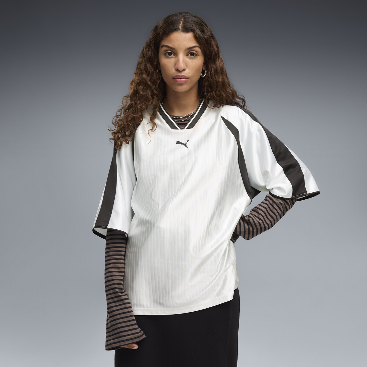 T7 Oversized Football Jersey Women in White by PUMA, XS