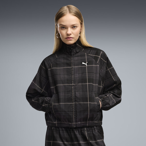 Campera PUMA T7 Tartan para Mujer En Negro
