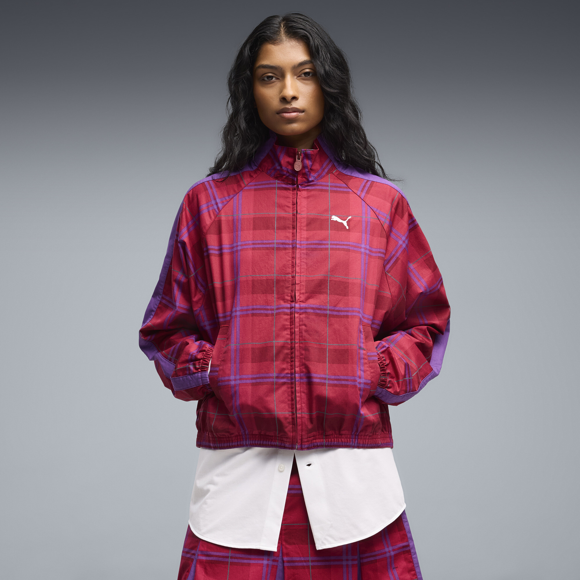 PUMA Veste dcontracte carreaux cossais T7 Femme Vtements Rouge XL 90$