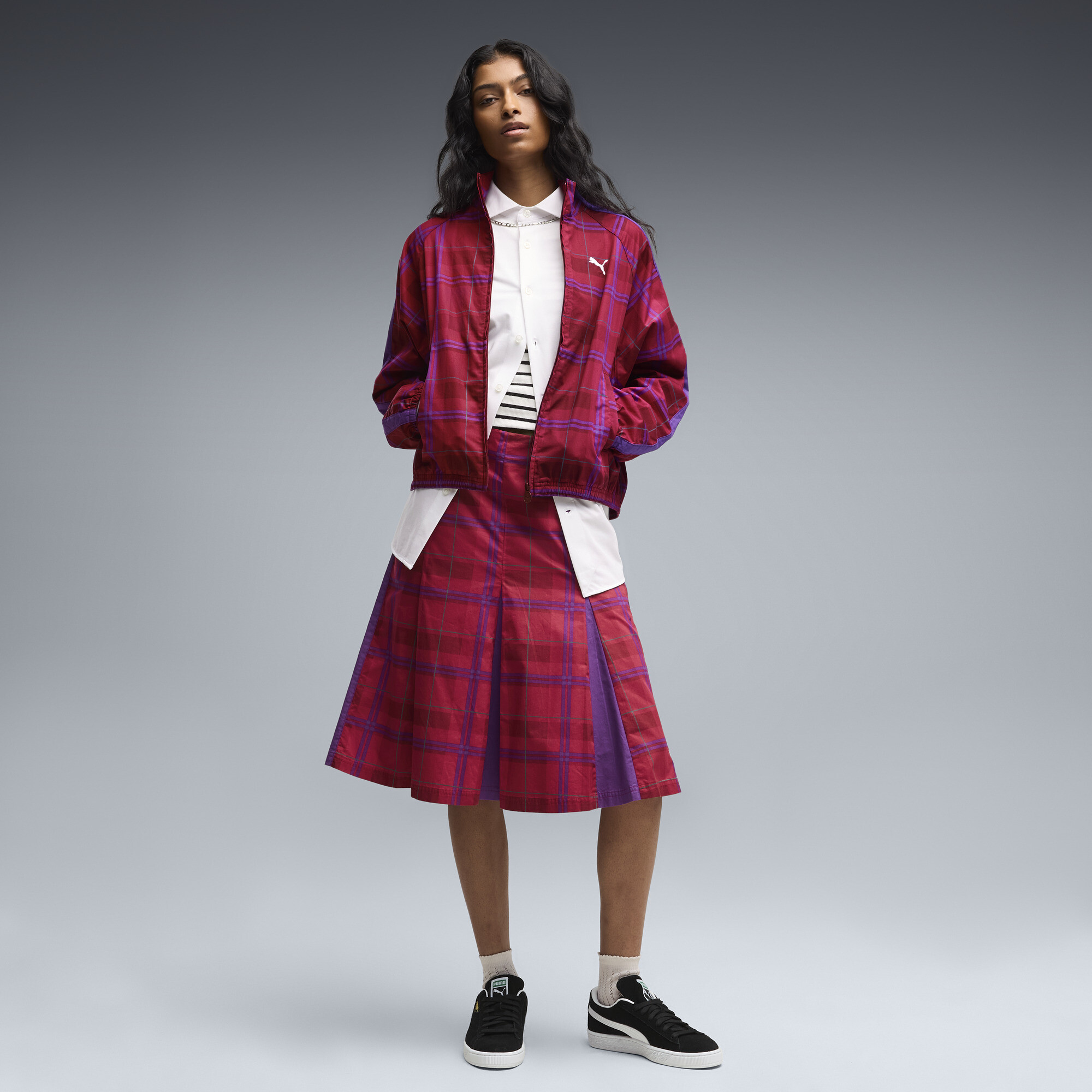 PUMA Jupe midi plisse Tartan T7 Femme Vtements Rouge M 75 €