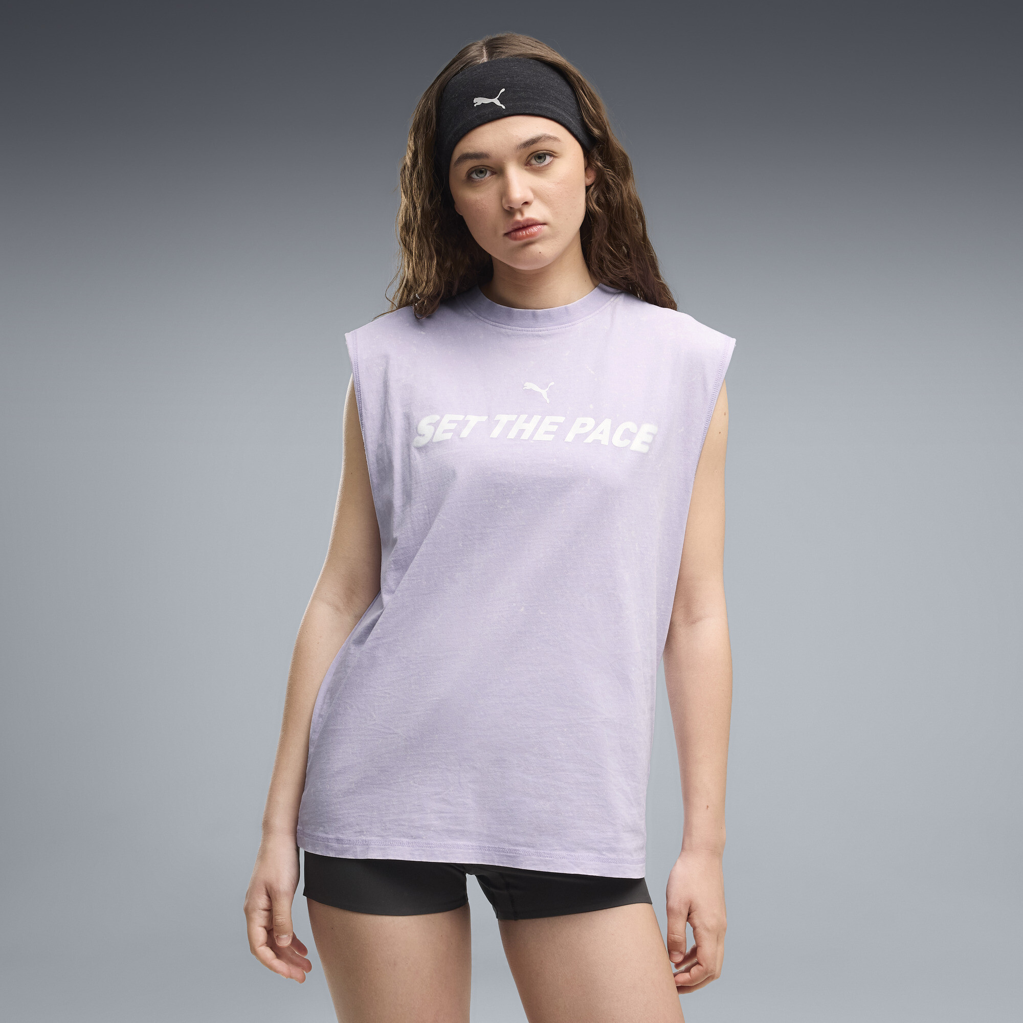 PUMA Run Culture Collective Relaxed Washed Graphic Ärmelloses T-Shirt Damen, Kleidung, Lila, M