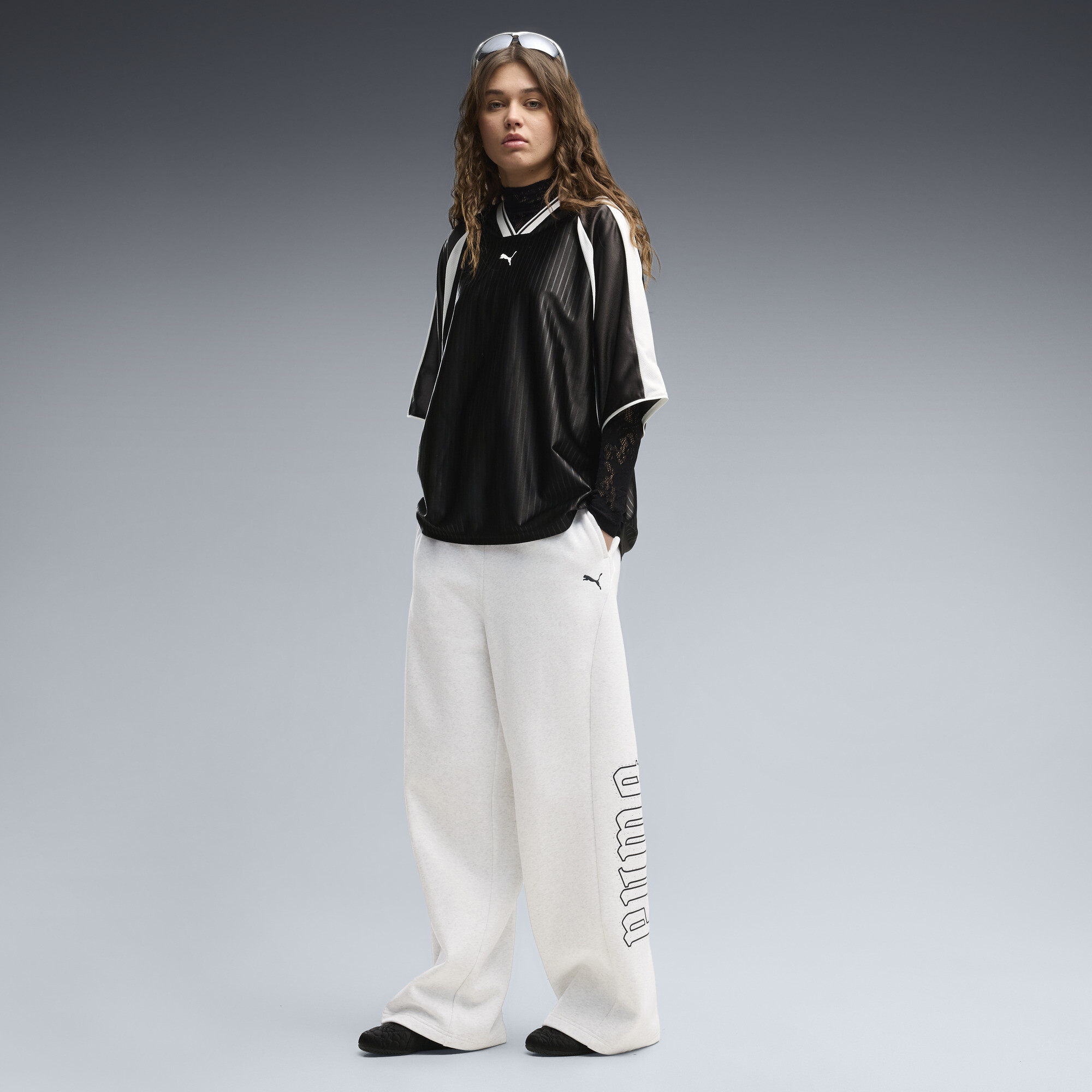 Street Glam Slouchy Bedazzled Oversized Pants Women | white | PUMA