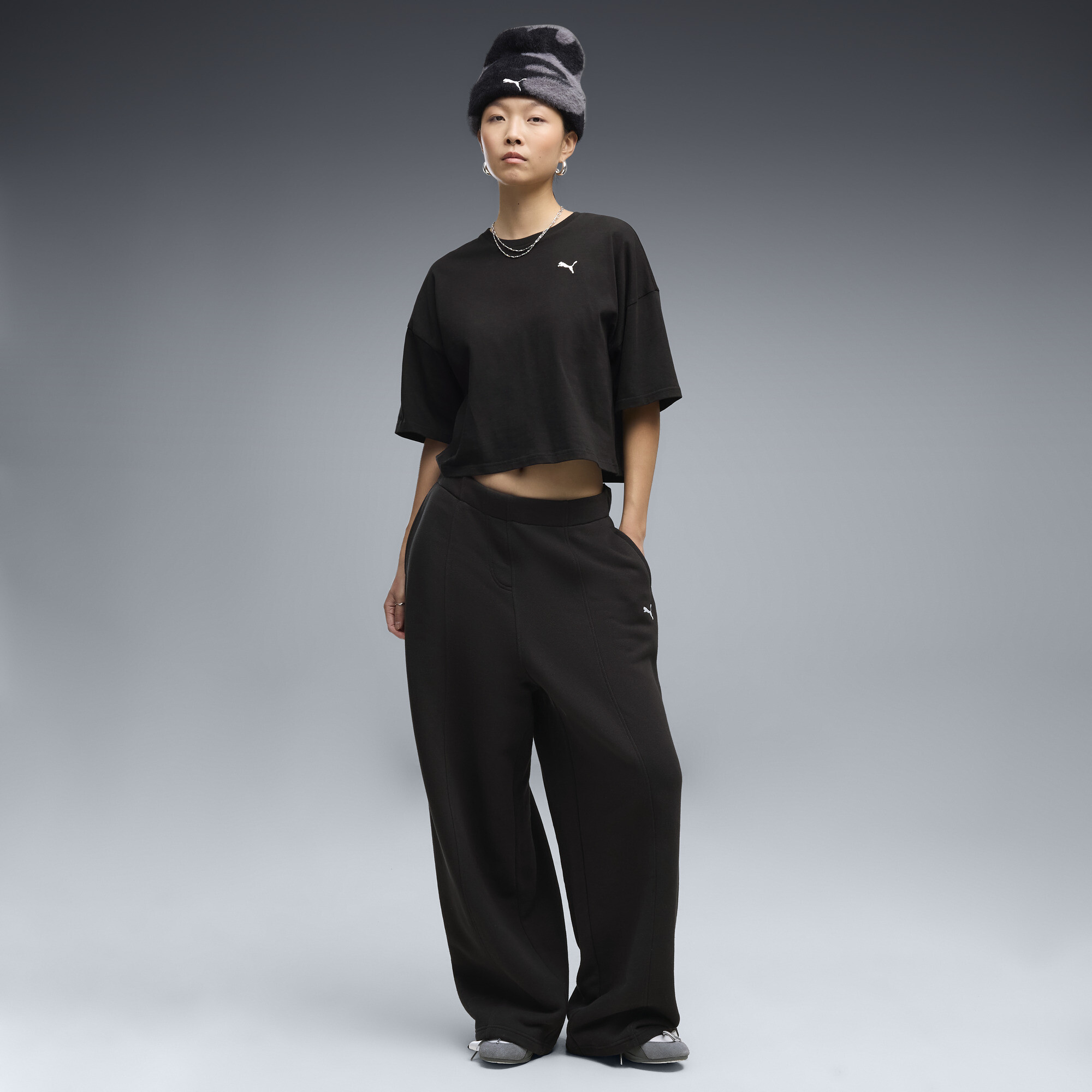 PUMA Essentials Slouchy Pintuck Oversized Hose Damen, Kleidung, Schwarz, L