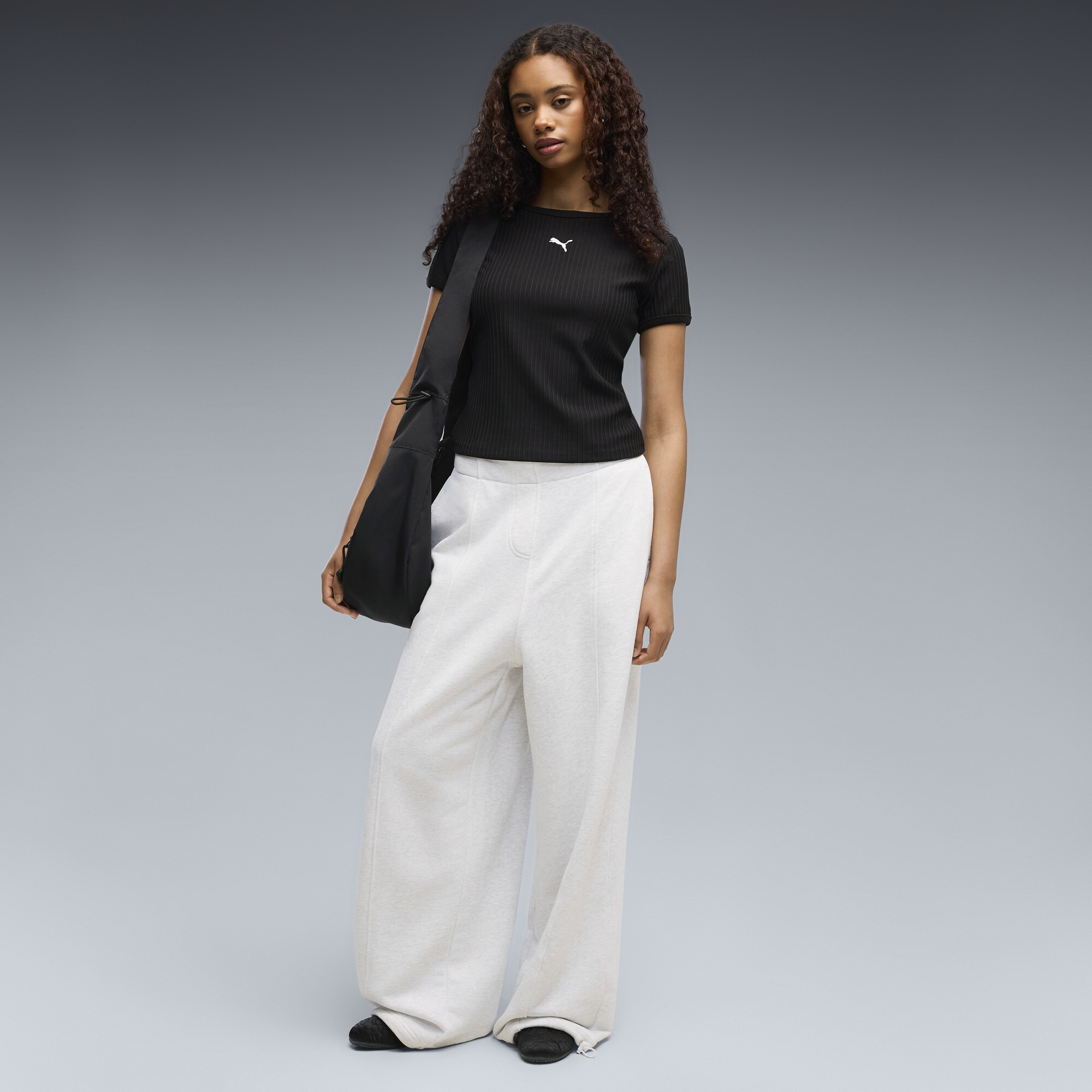 PUMA Essentials Women's Slouchy Pintuck Pants in White, Size S