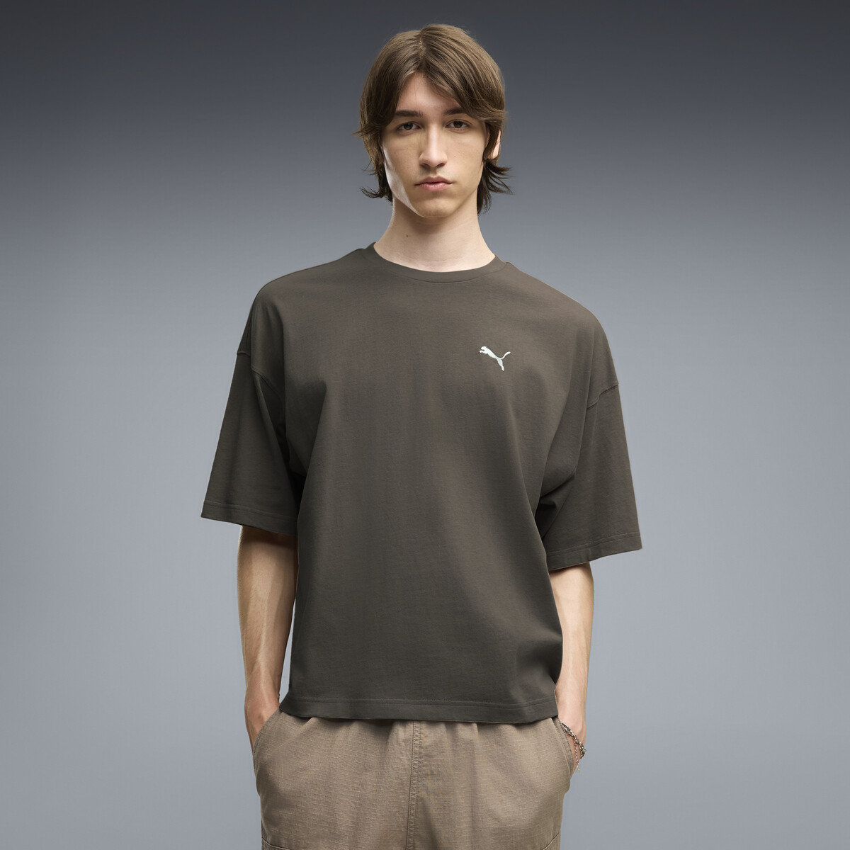 Essentials Oversized T-Shirt Men in Mouse Gray by PUMA, XS