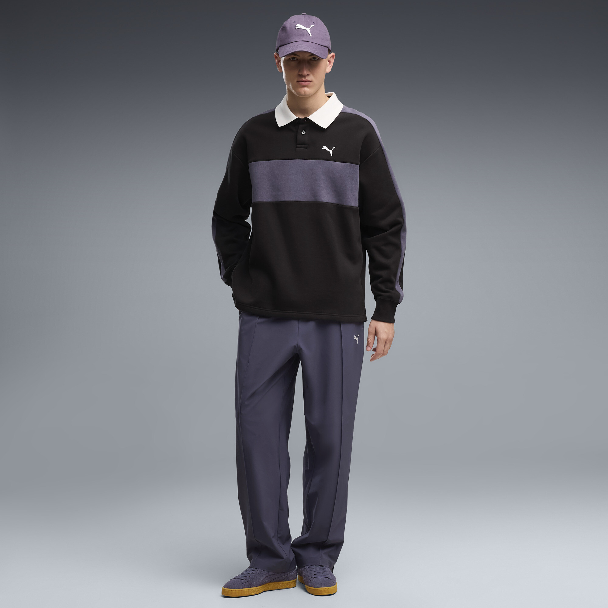 PUMA Essentials Men's 4-Way Stretch Stacked Pants in Grey, Size L