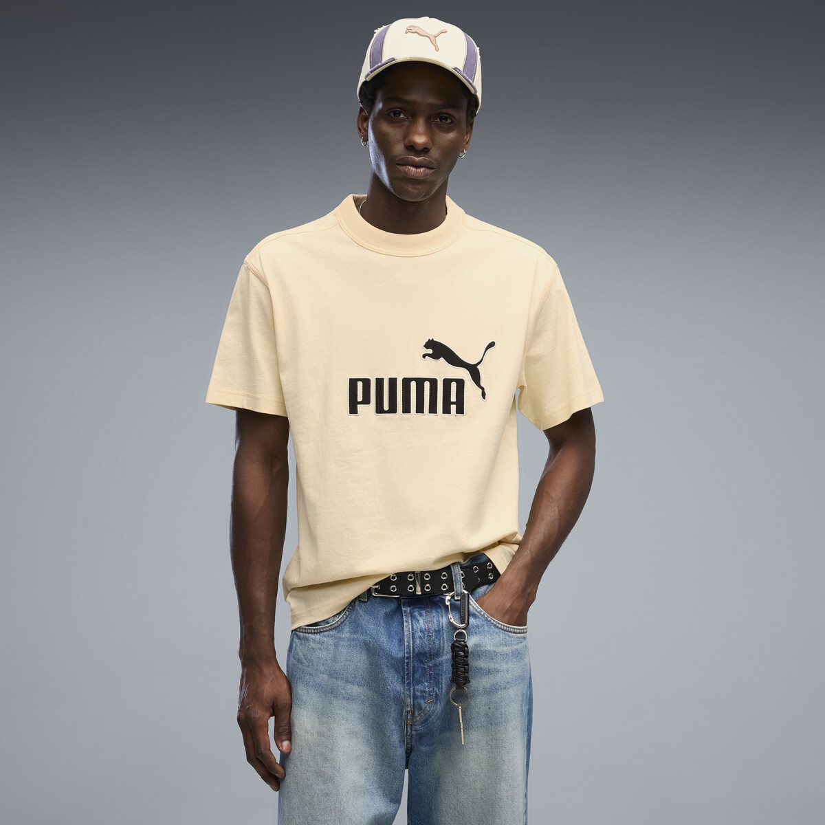 Essentials Elevated No.1 Relaxed T-Shirt Men in Buttercream by PUMA, Medium