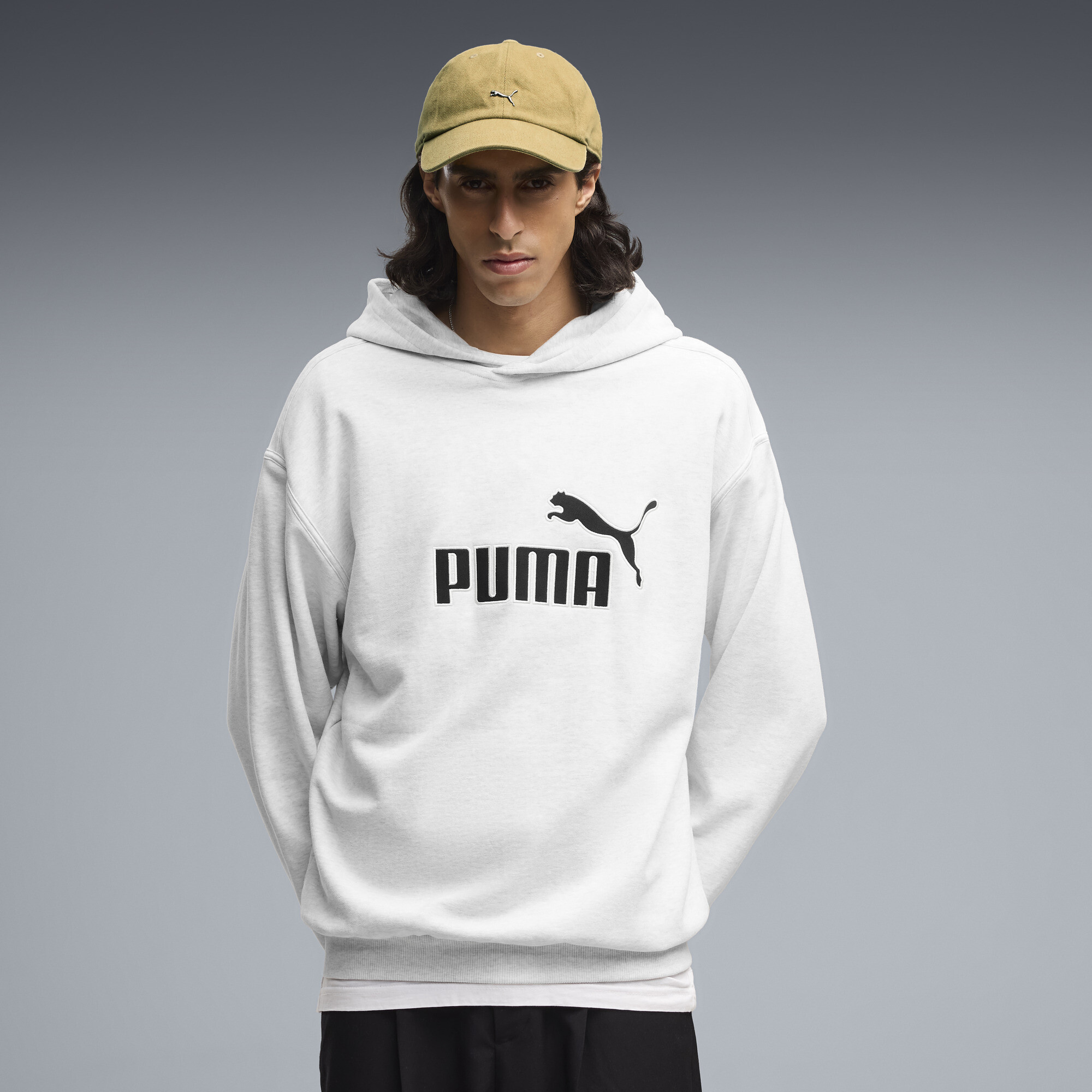 PUMA Elevated Essentials Men's Relaxed Hoodie in White, Size S