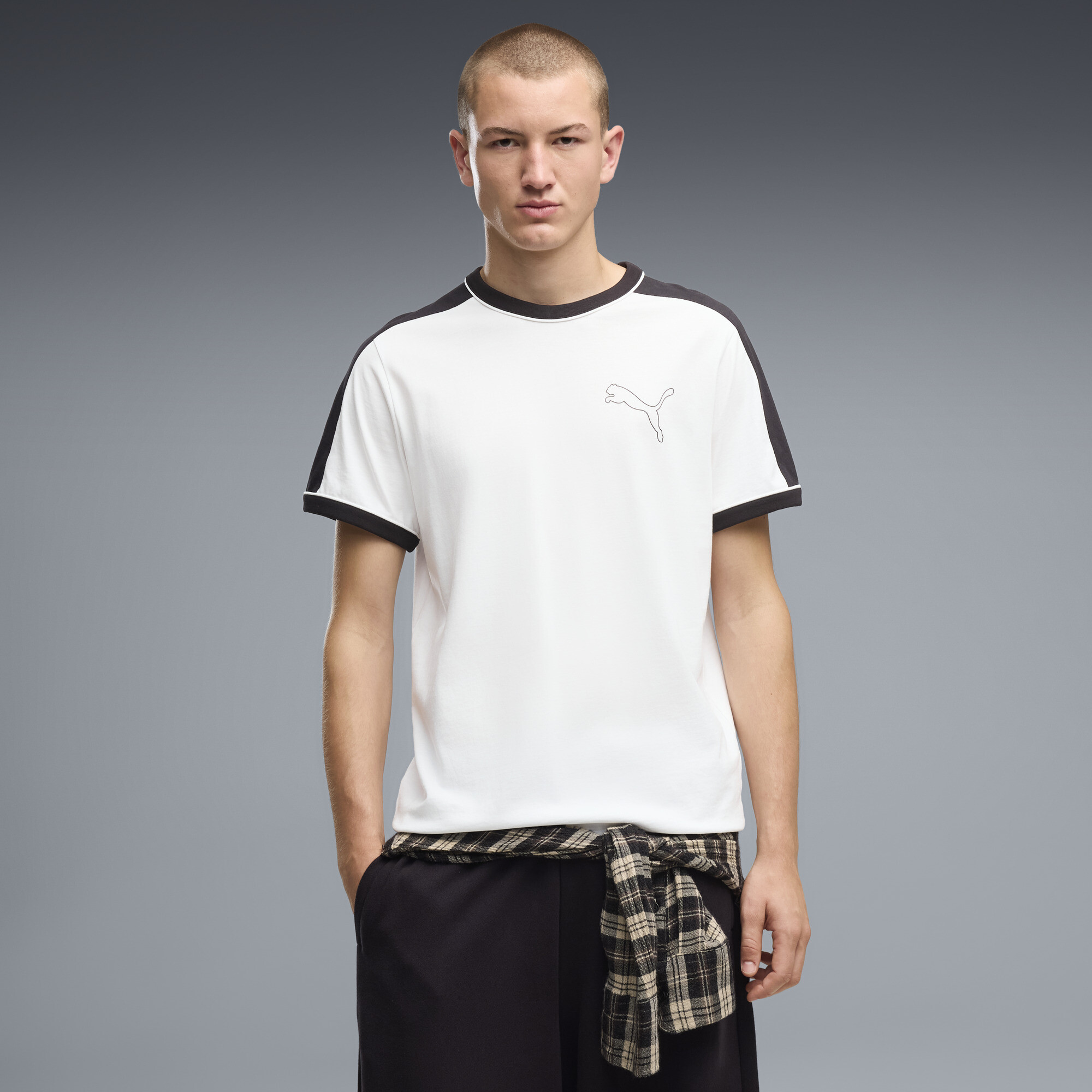 PUMA Męska koszulka T7 Love Of The Cat Ringer, Odzież, Biały, XXL
