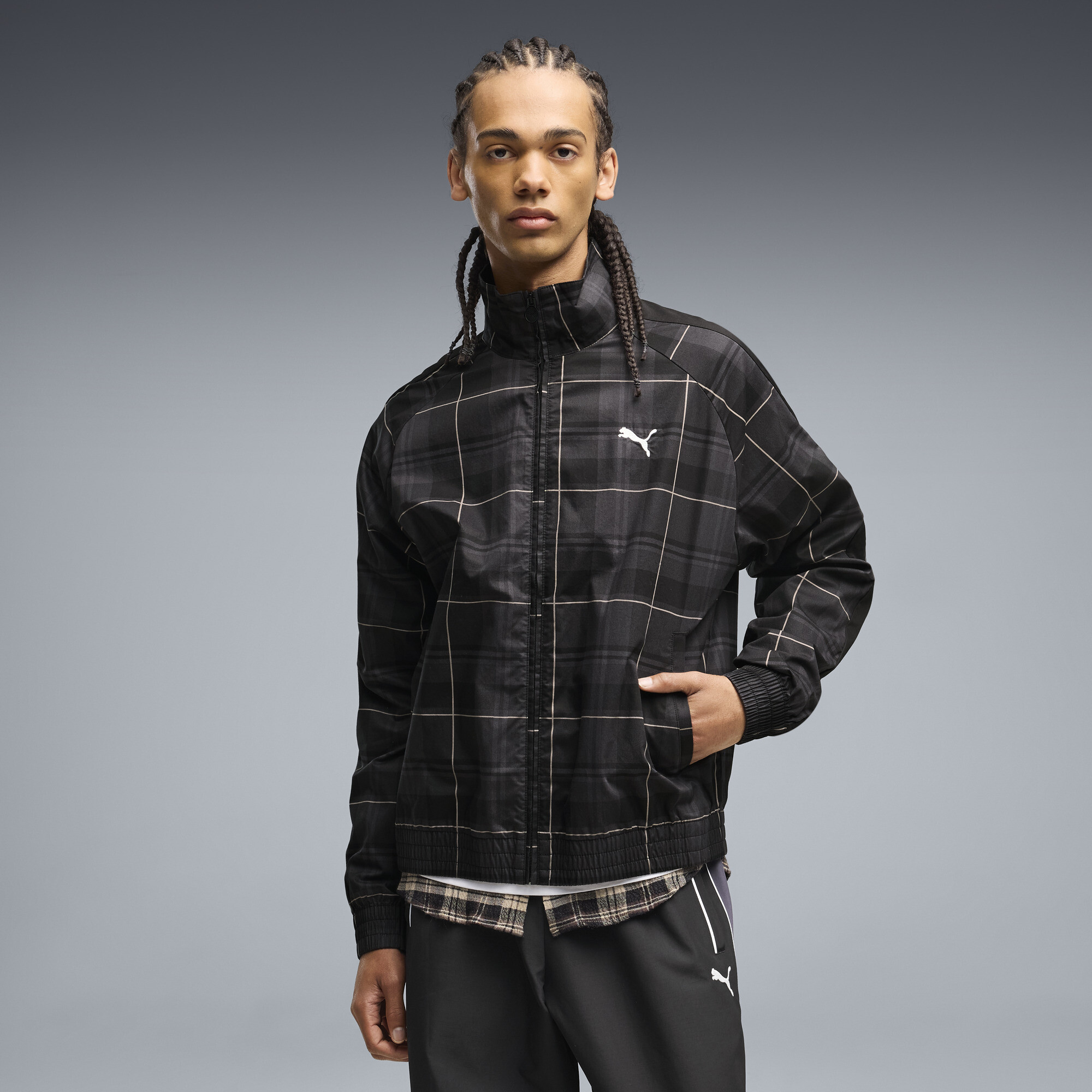 Veste Puma Yellow T7 Relaxed Tartan Woven Track Jacket EU - vue 2