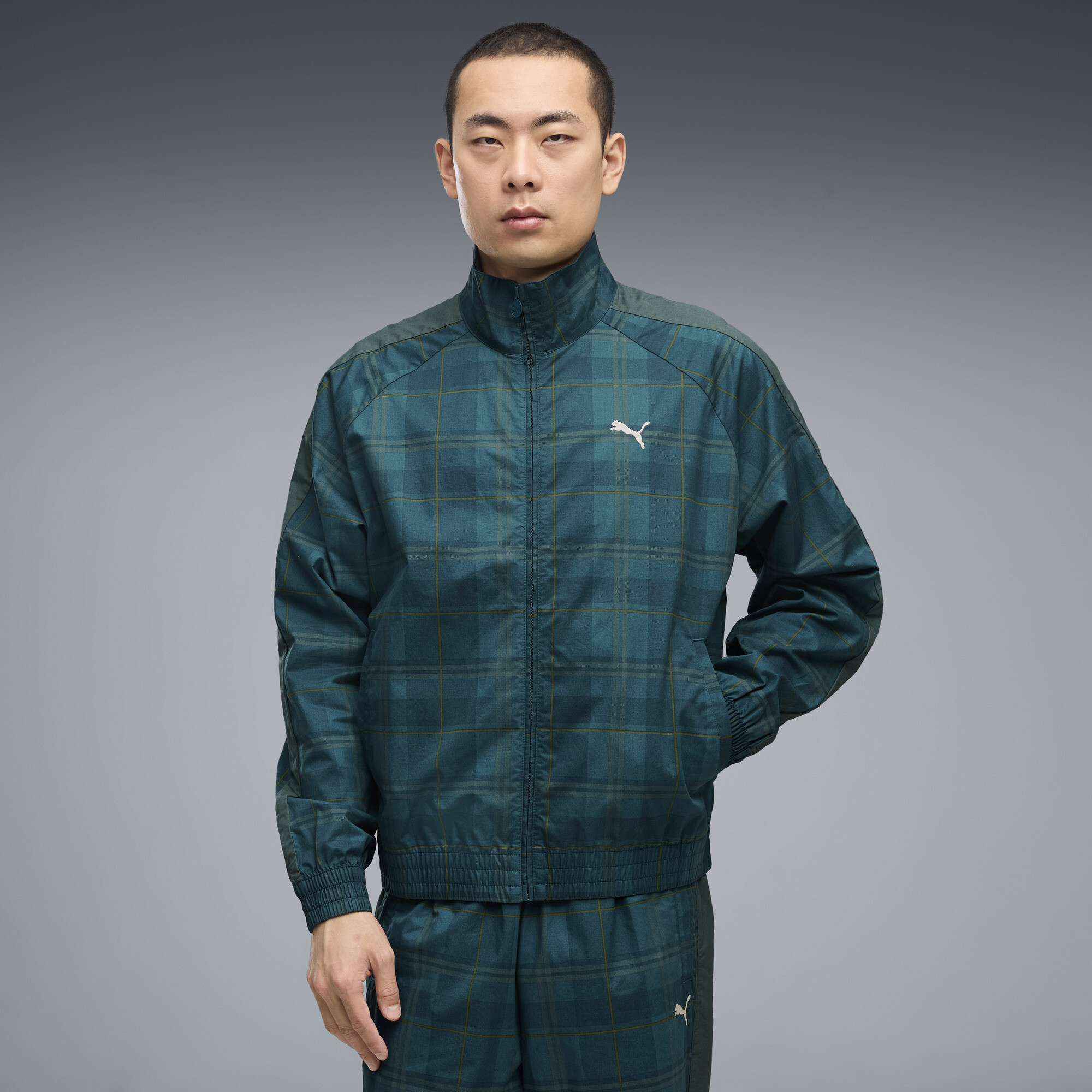 Veste Puma Yellow T7 Relaxed Tartan Woven Track Jacket EU - vue 3