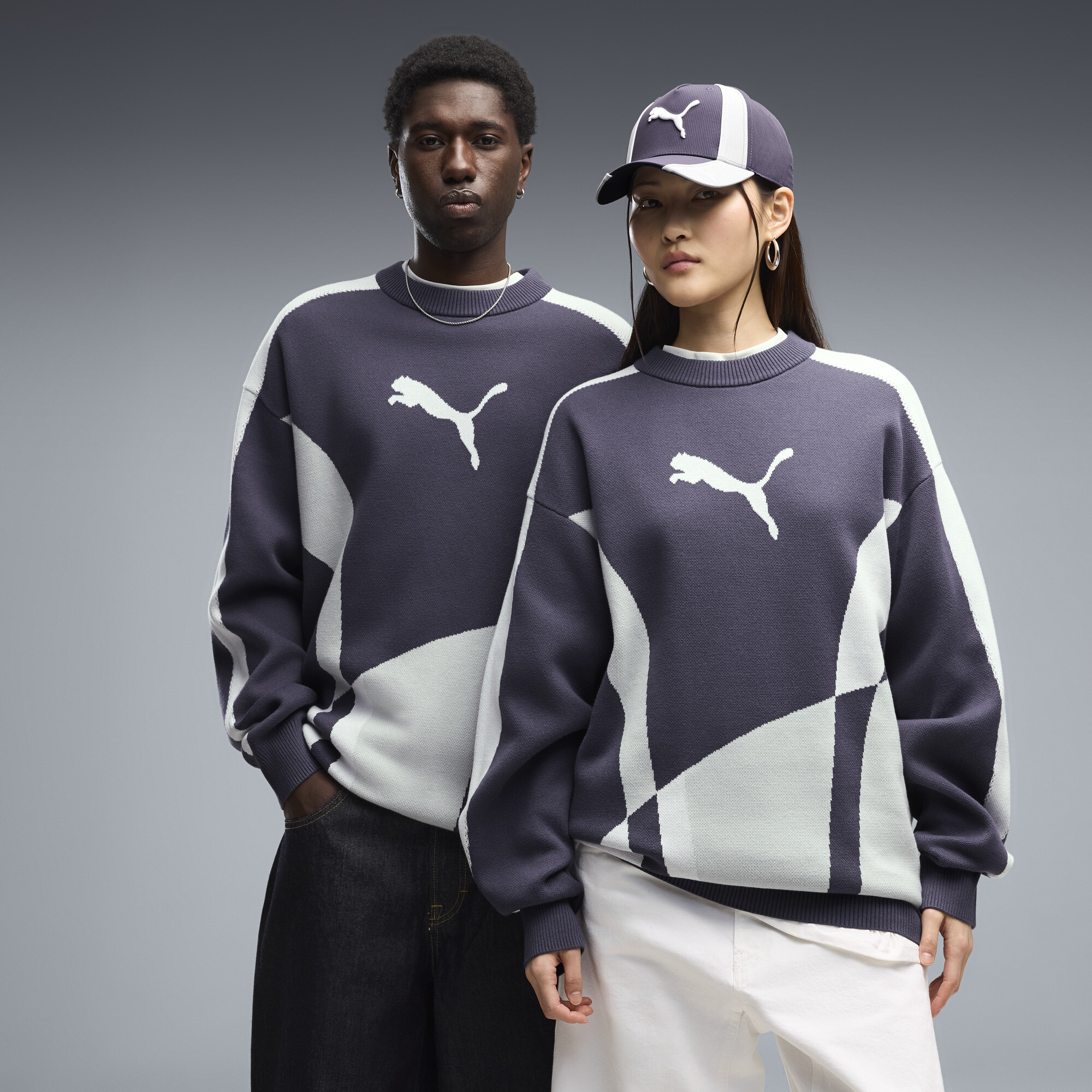 PUMA T7 Relaxed Strickpullover Unisex, Kleidung, Grau, L