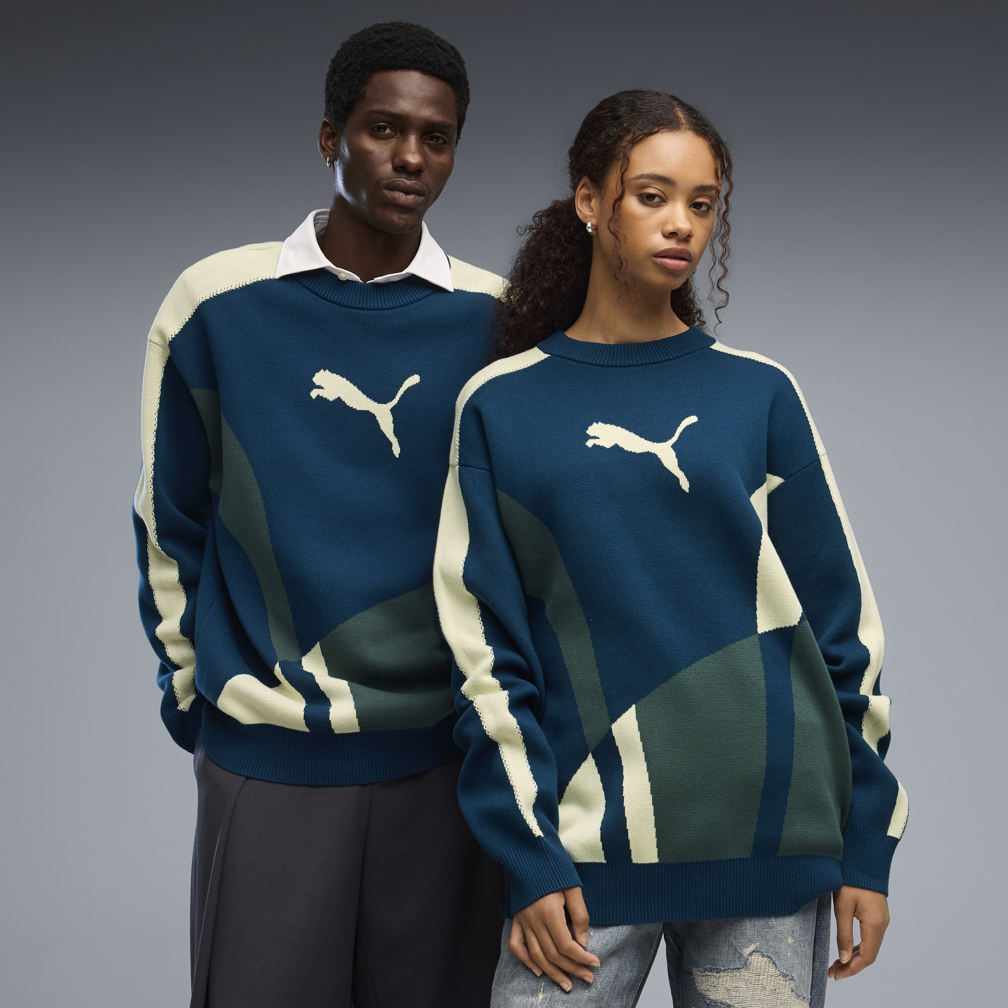 PUMA Pull en maille dcontracte T7 Unisexe Vtements Bleu M 100 €