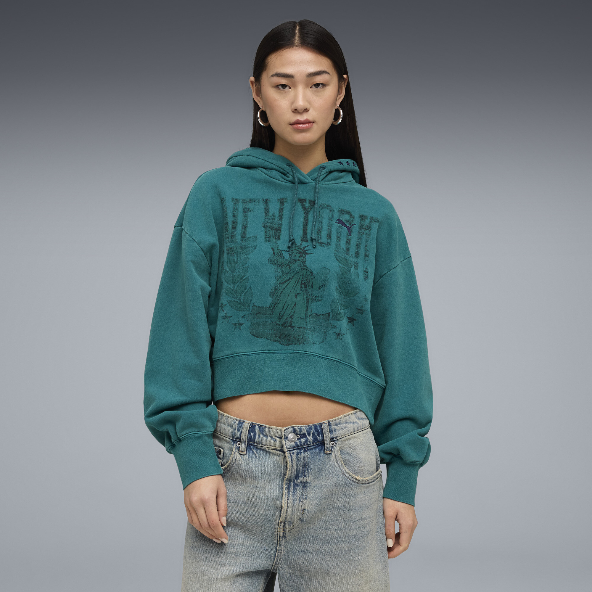 PUMA Wardrobe Essentials NYC Women's Hoodie in Green, Size XL