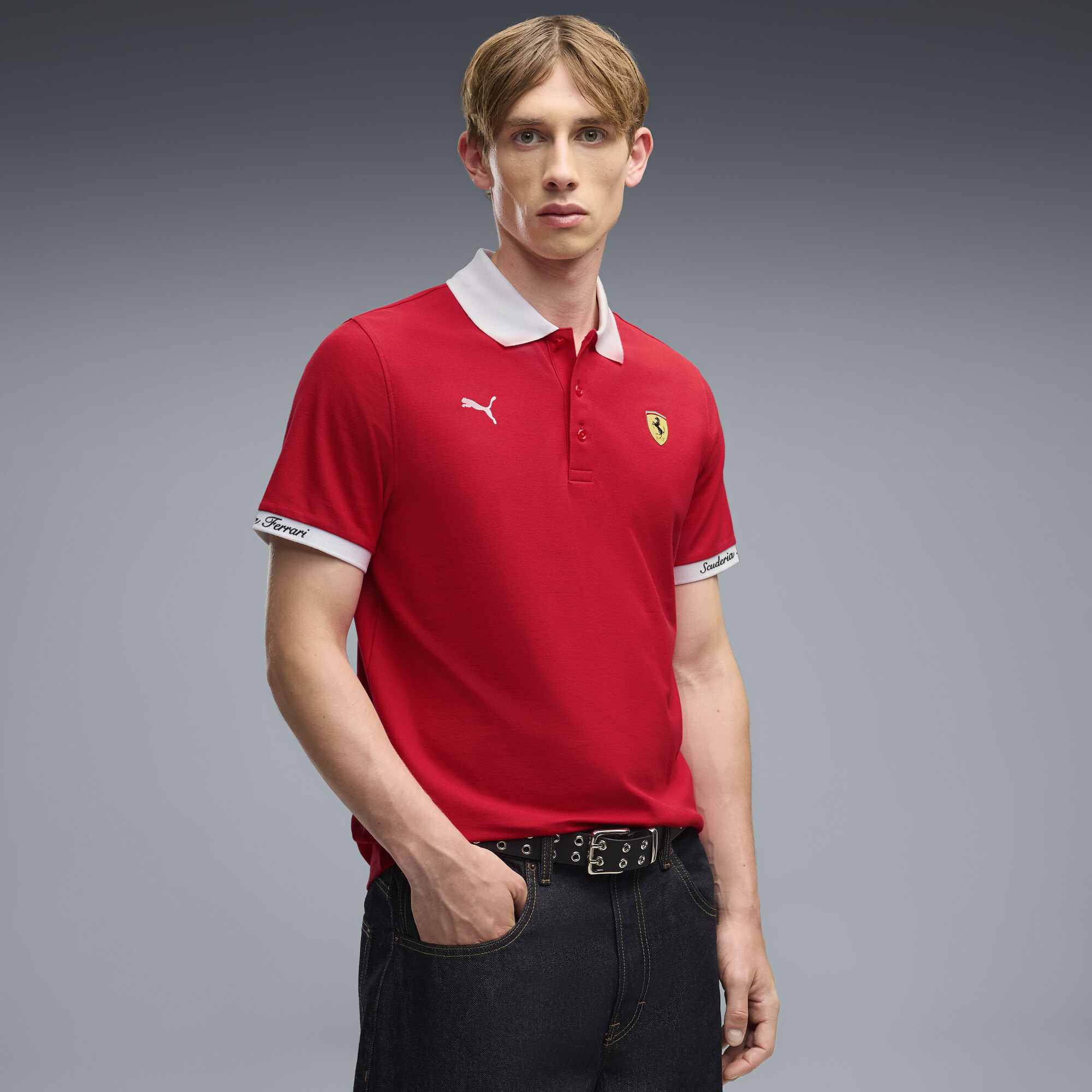 PUMA Męska koszulka polo Ferrari z piki, Akcesoria, Czerwony, XXL