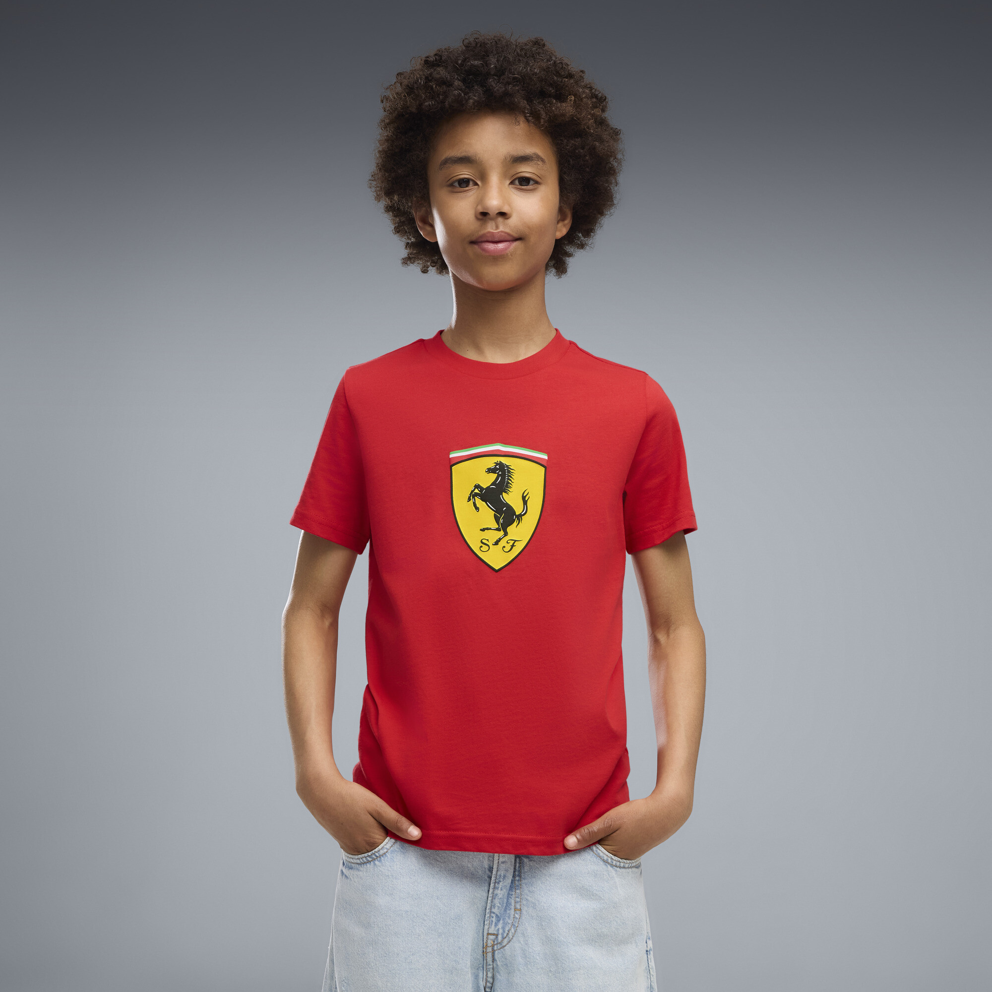 PUMA Scuderia Ferrari Big Kids' T-Shirt in Red, Size XS