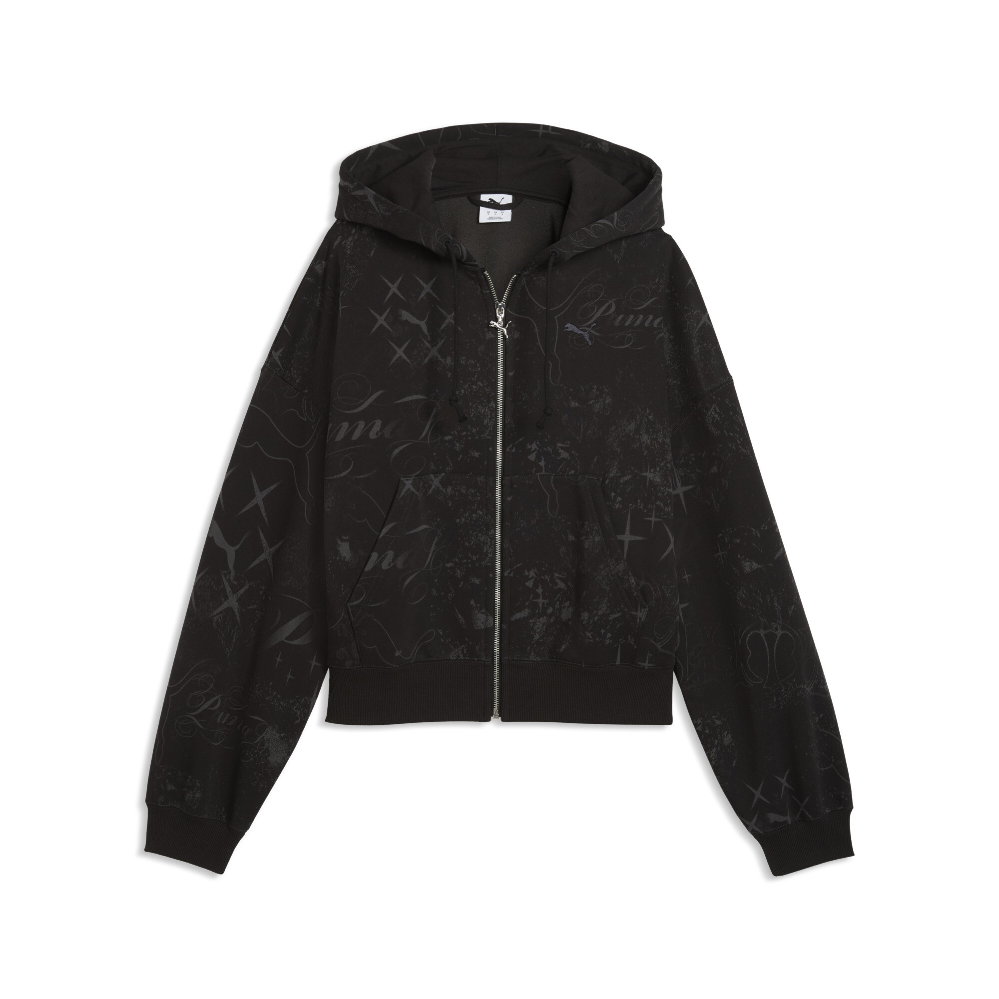 PUMA Street Glam oversized hoodie met volledige rits voor Dames, Zwart, Maat M thumbnail 3