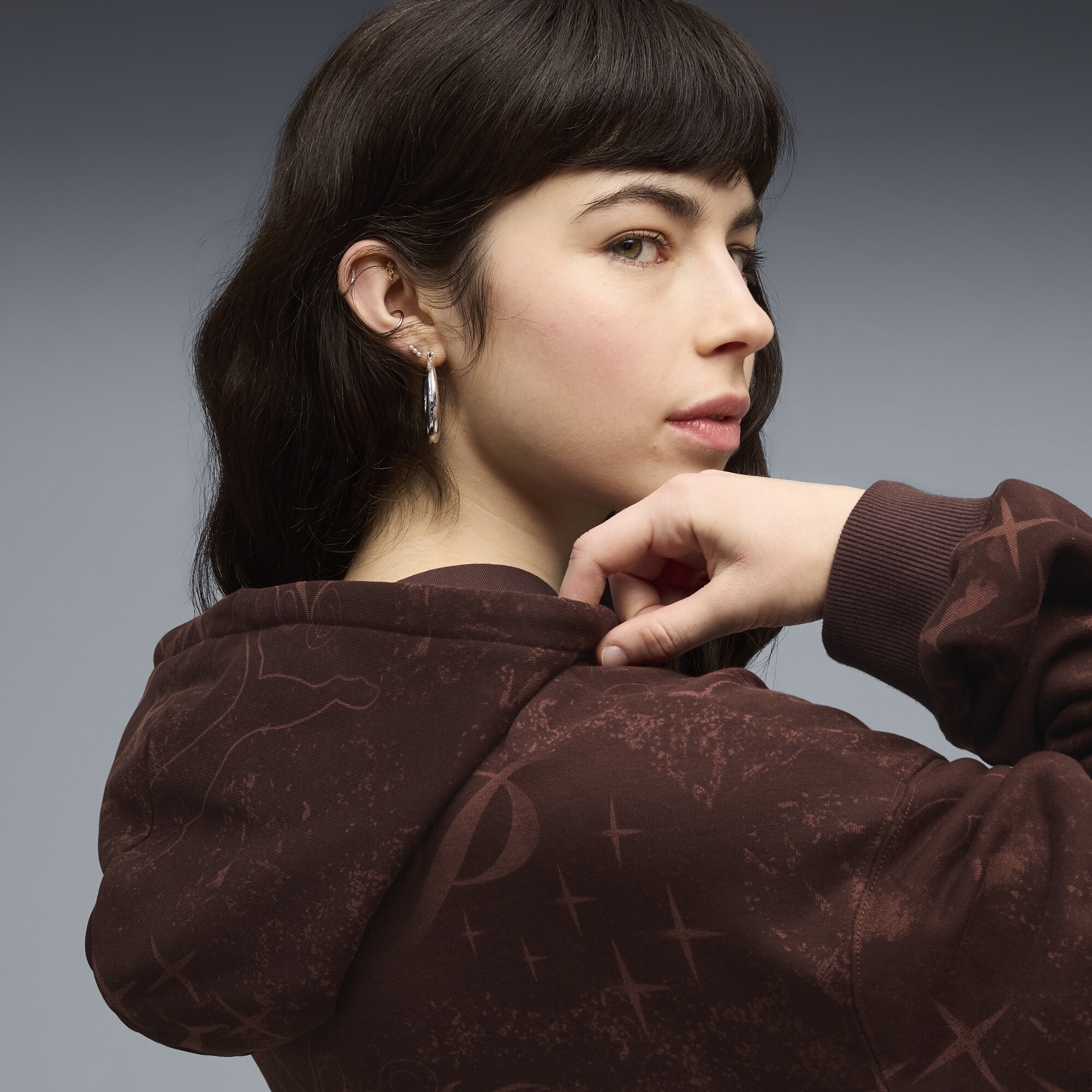 PUMA Street Glam oversized hoodie met volledige rits voor Dames, Bruin, Maat L thumbnail 7