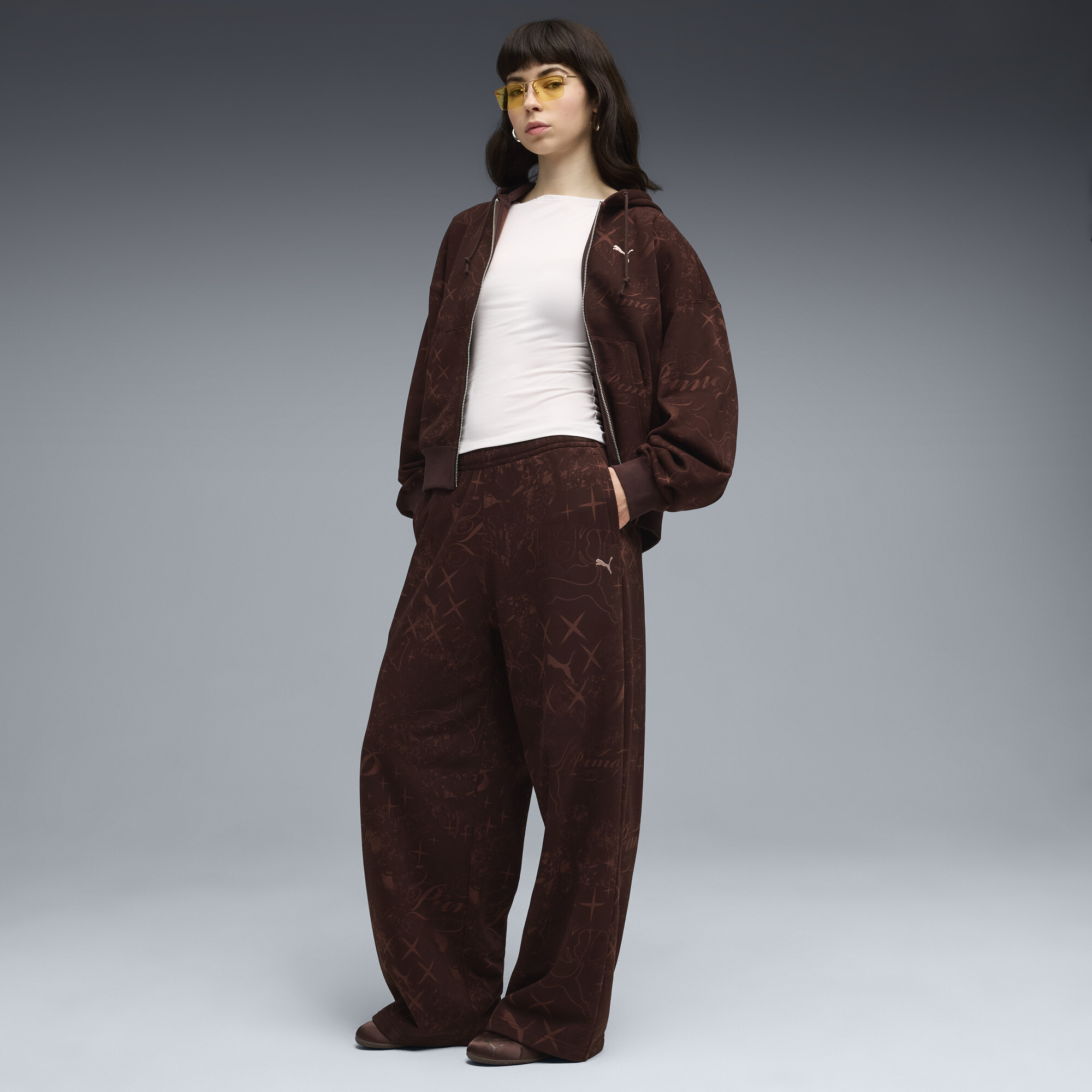 PUMA Street Glam oversized hoodie met volledige rits voor Dames, Bruin, Maat L thumbnail 6