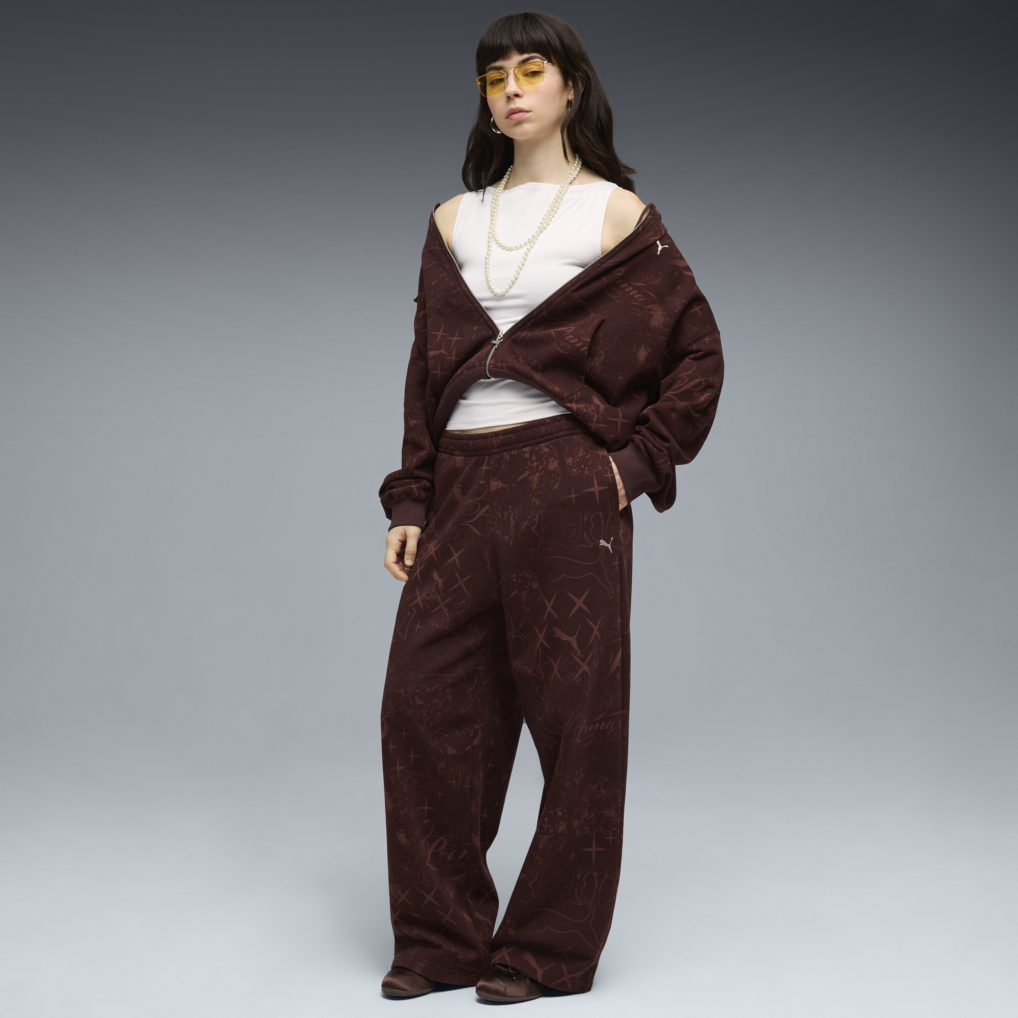 PUMA Street Glam slobberbroek voor Dames, Bruin, Maat XL thumbnail 4