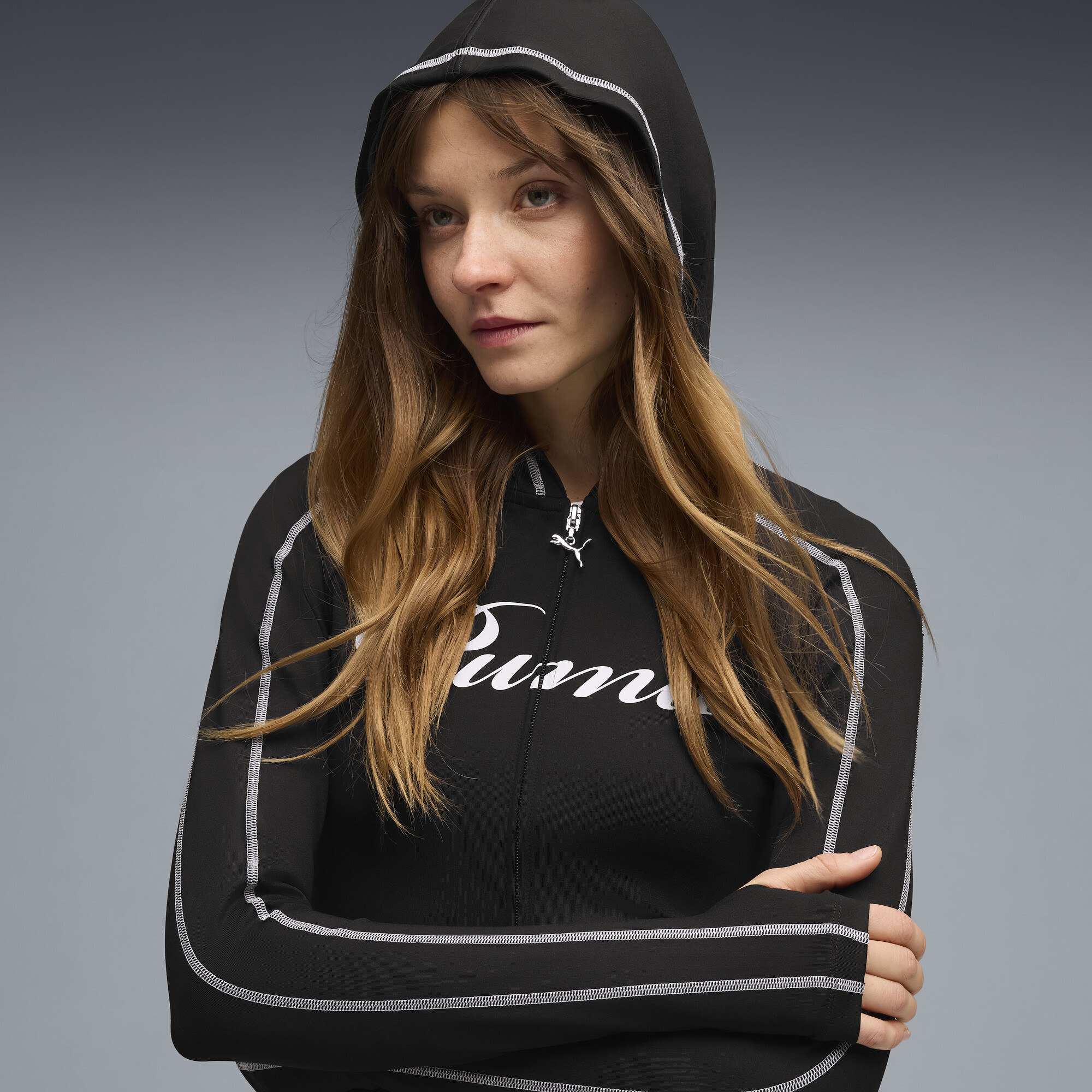 PUMA T7 Street Glam hoodie voor Dames, Zwart, Maat XS thumbnail 7