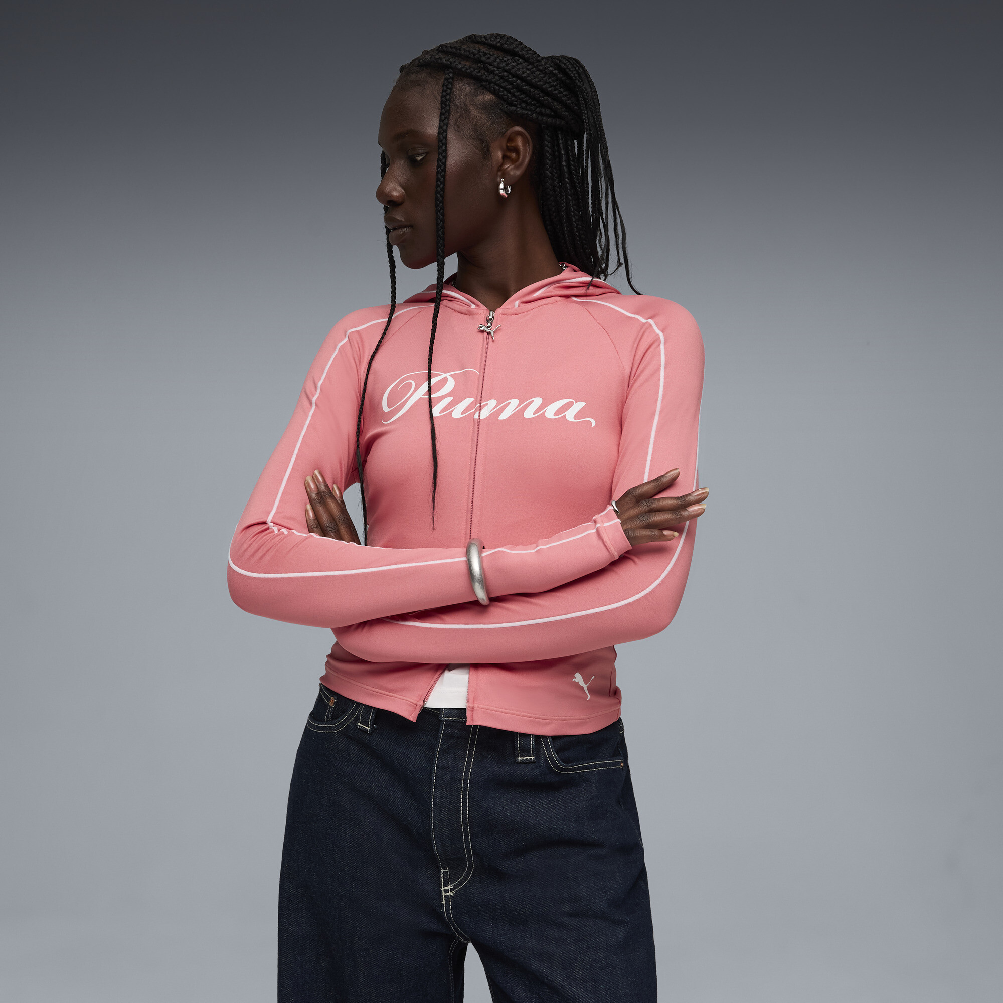 PUMA T7 Street Glam Women's Hoodie in Pink, Size L