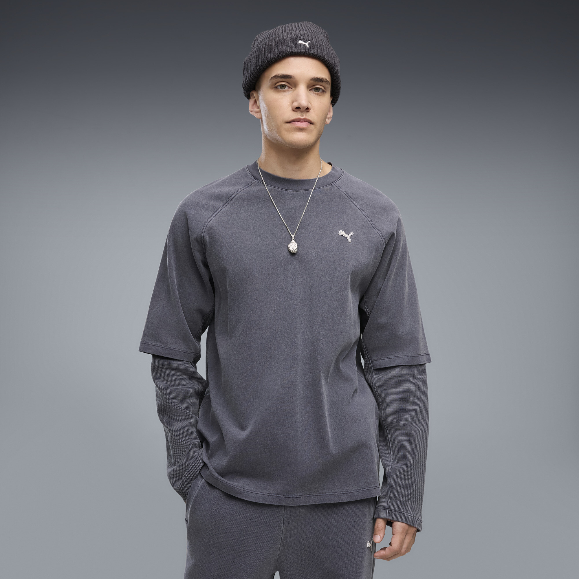 PUMA Select Essentials Double Layer T-Shirt Herren, Accessoires, Grau, XS