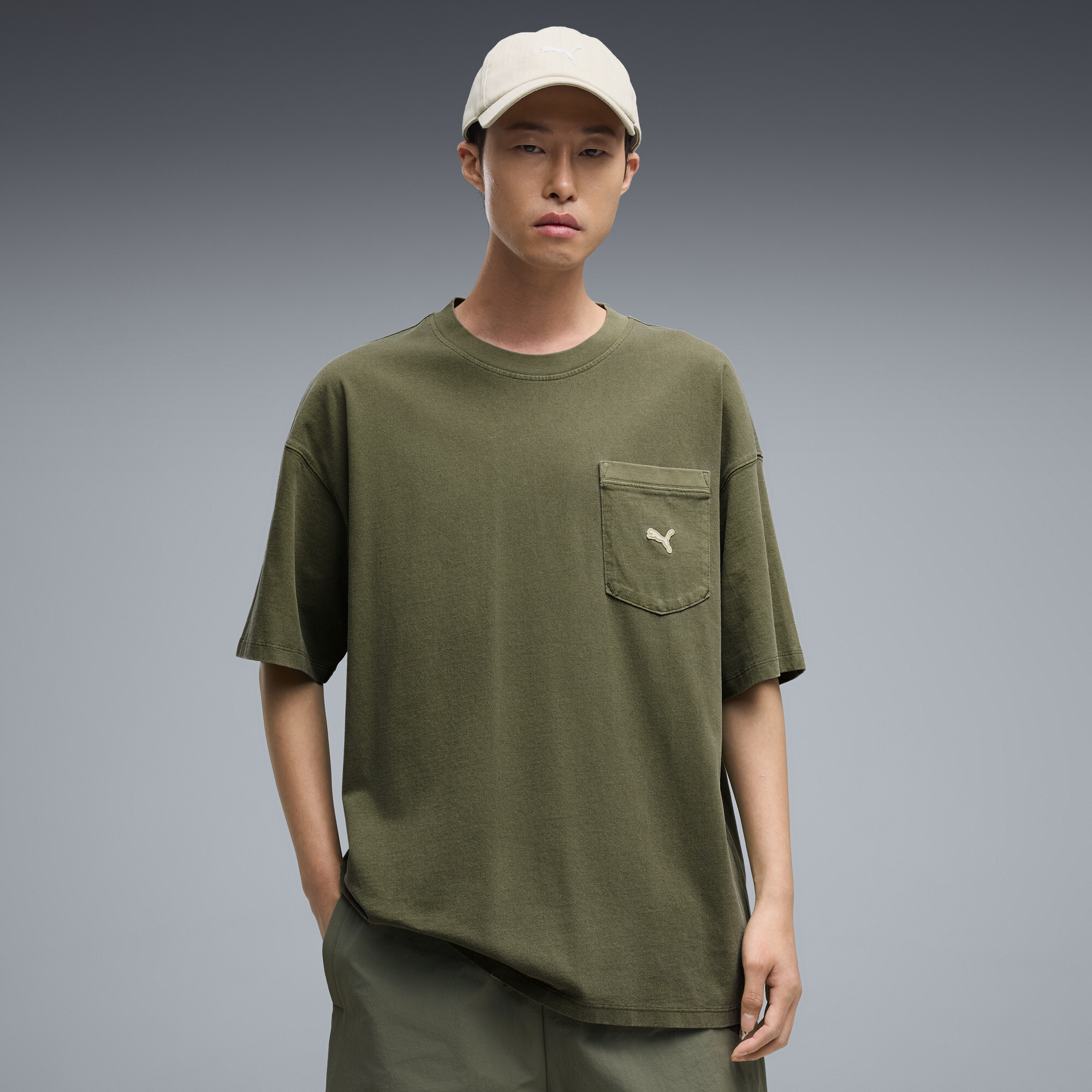 PUMA Select Essentials Wash Oversized T-Shirt Herren, Kleidung, Grün, XL