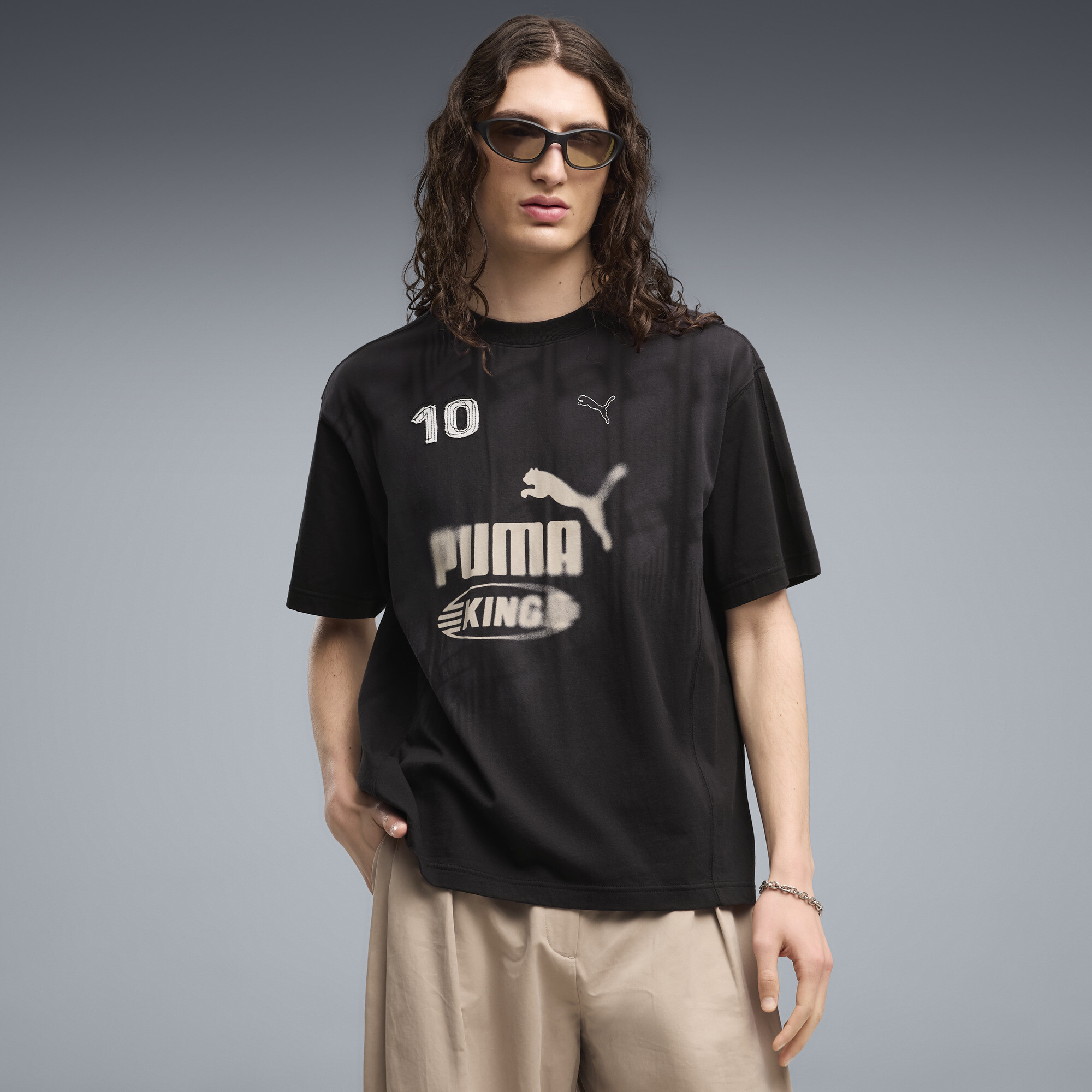 PUMA Męska koszulka o luźnym kroju KING Graphic, Odzież, Czarny, XXL
