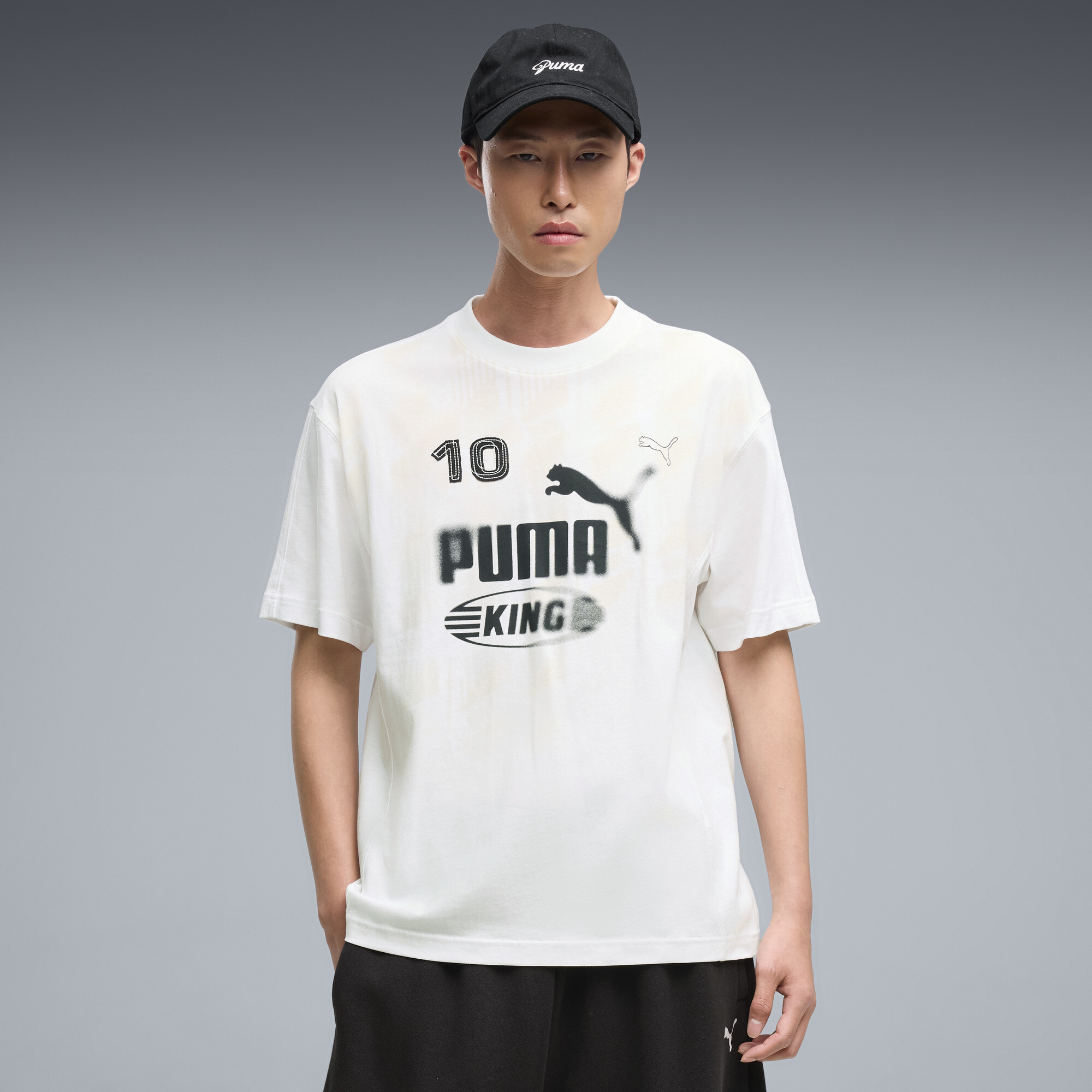 PUMA Męska koszulka o luźnym kroju KING Graphic, Odzież, Biały, XXL