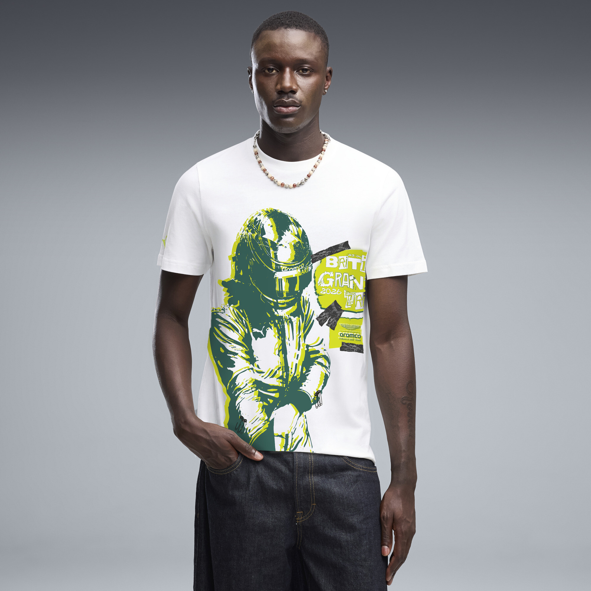 PUMA x ASTON MARTIN ARAMCO F1® TEAM Men's Race T-Shirt in White, Size M