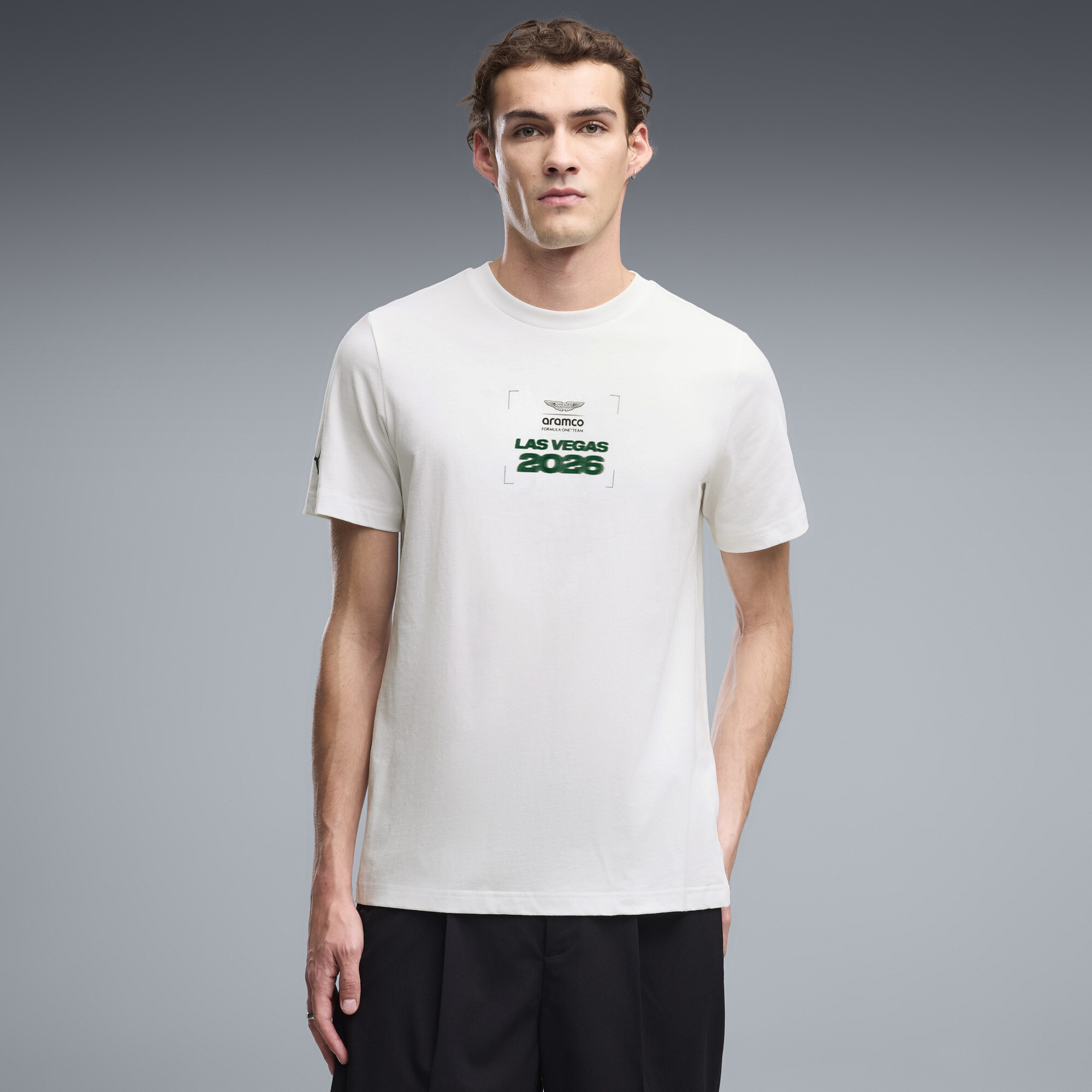 PUMA x ASTON MARTIN ARAMCO F1® TEAM Men's Las Vegas Race T-Shirt in White, Size L