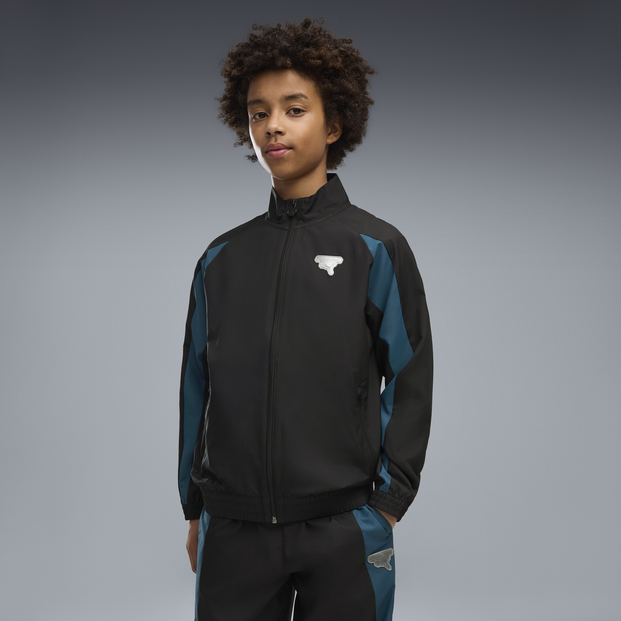 Super PUMA Big Kids' T7 Track Jacket in Black, Size L
