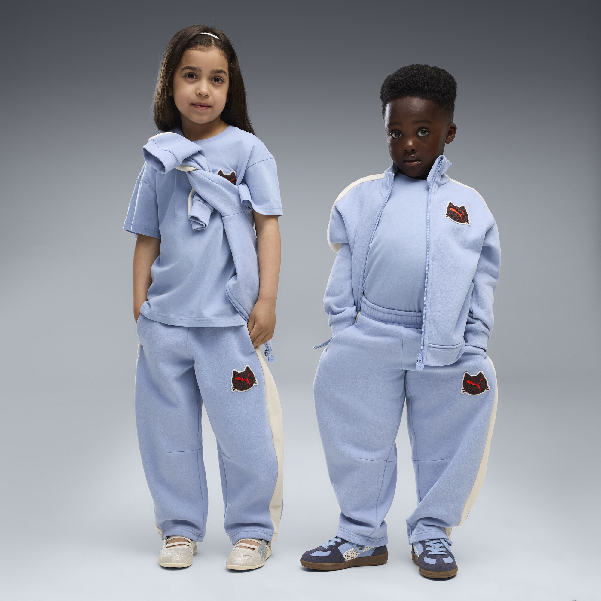 PUMA T7 Little Kids' T7 Relaxed Barrel Pants in Blue, Size 3T